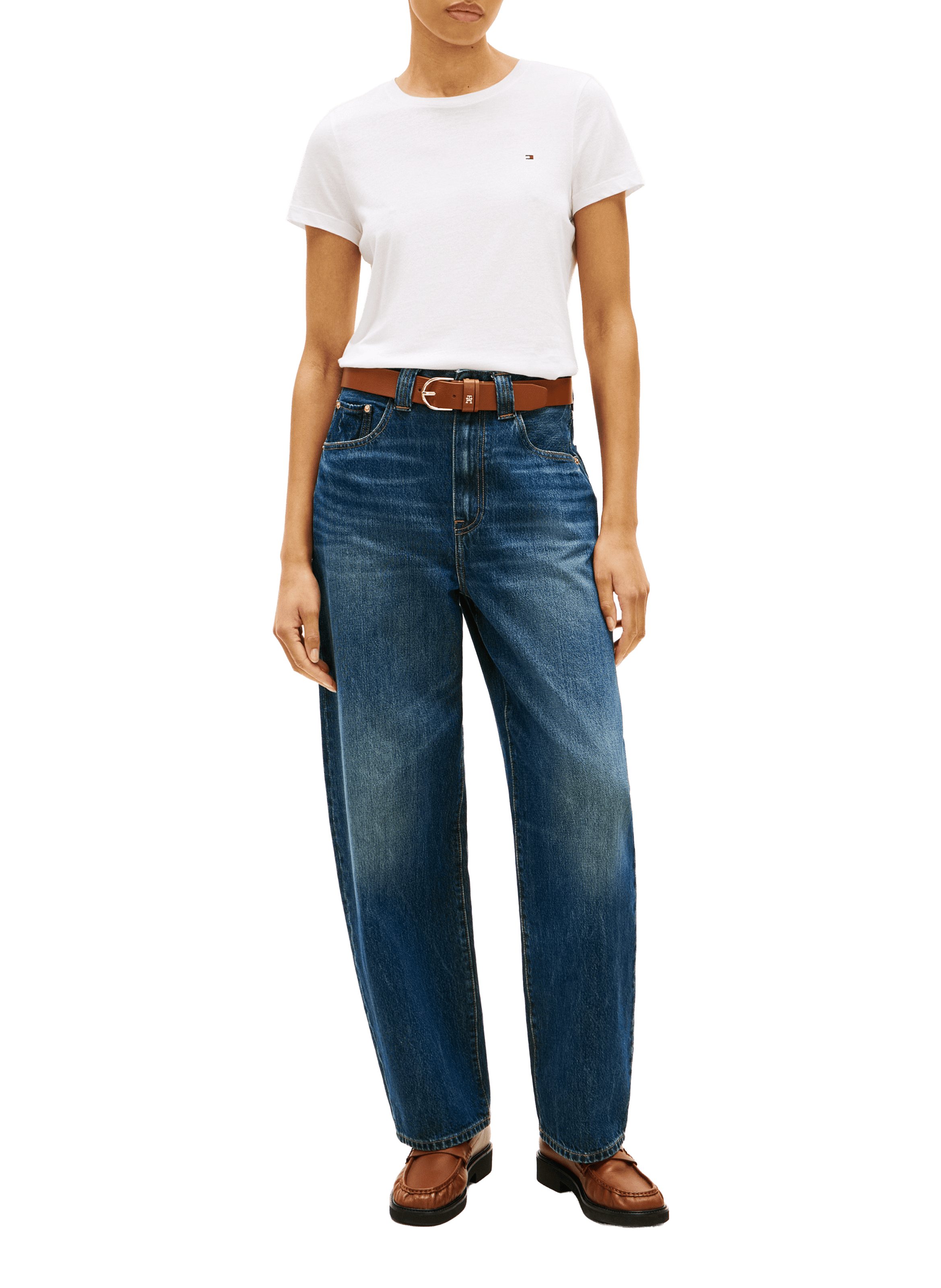 T-shirt droit manches courtes en coton TOMMY HILFIGER Blanc