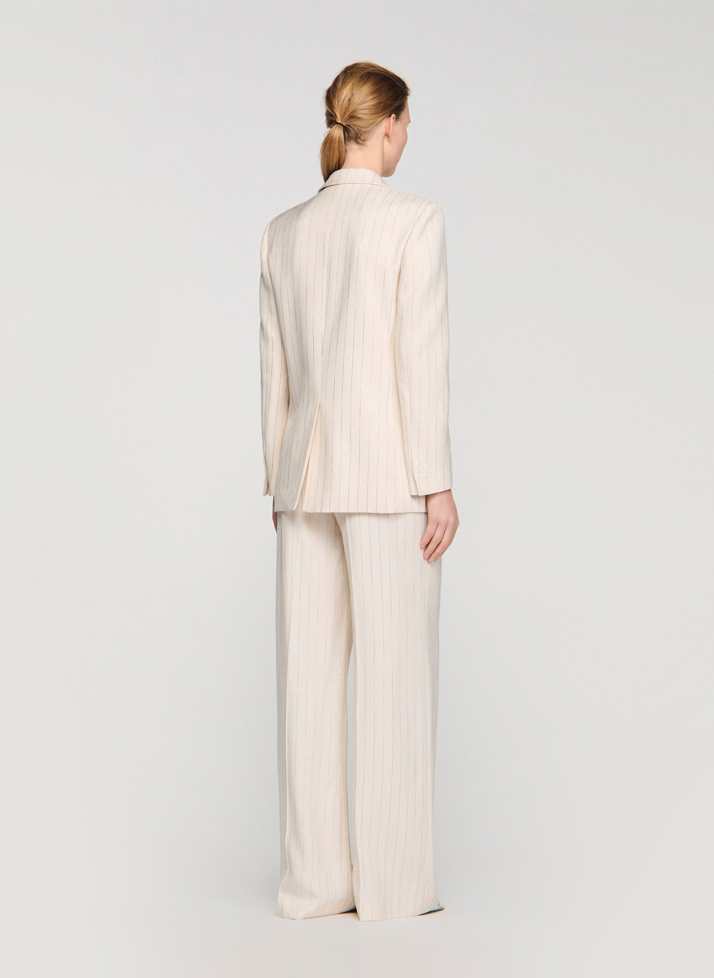 Veste tailleur oversize à rayures SANDRO Beige