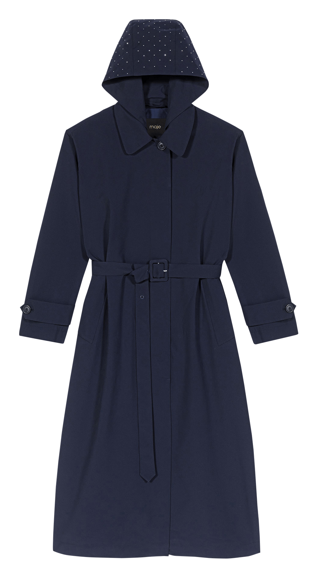 Trench à capuche ceinturé MAJE Bleu