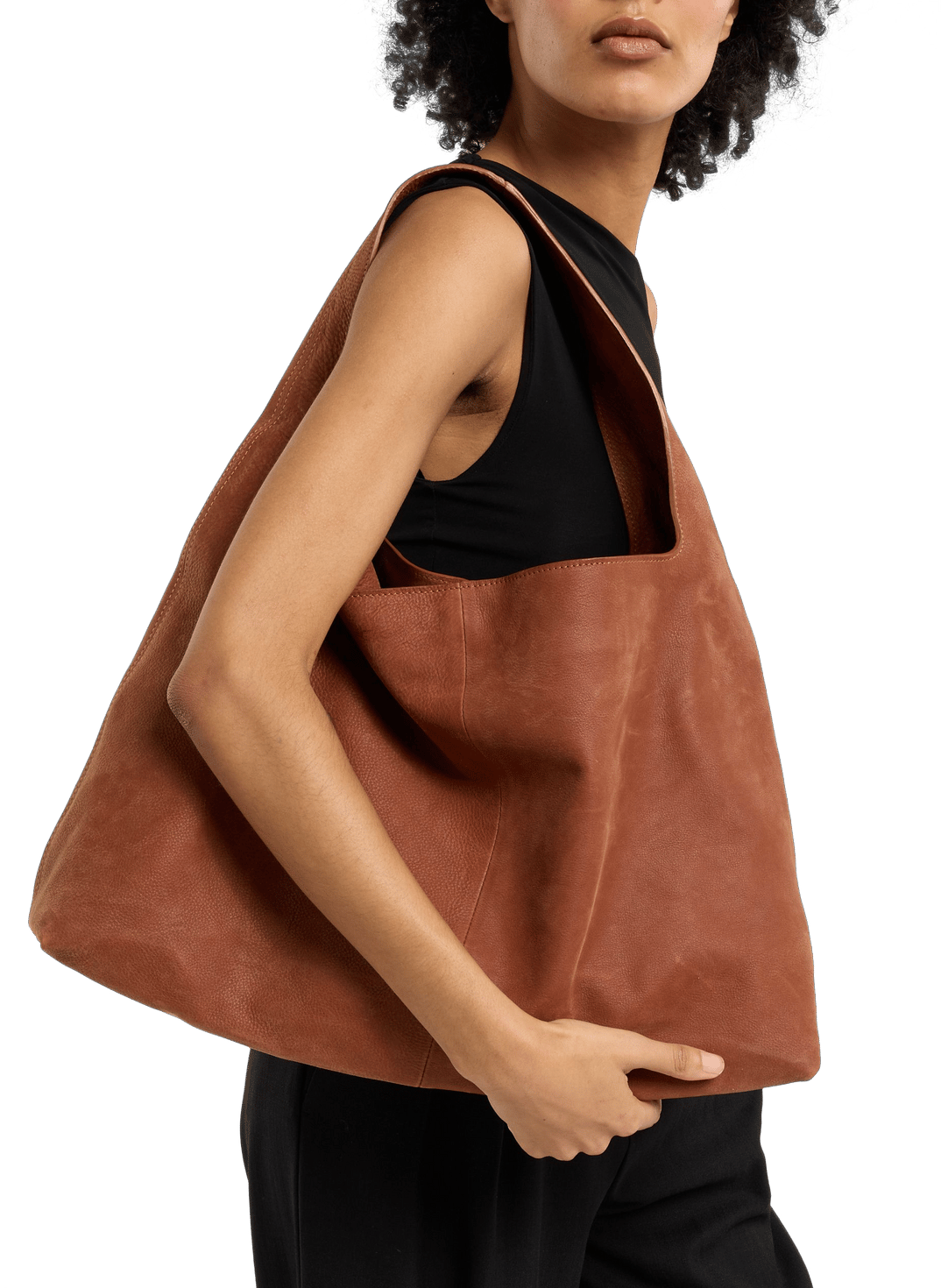 Hobo cowhide leather handbag SAISON 1865 Brown