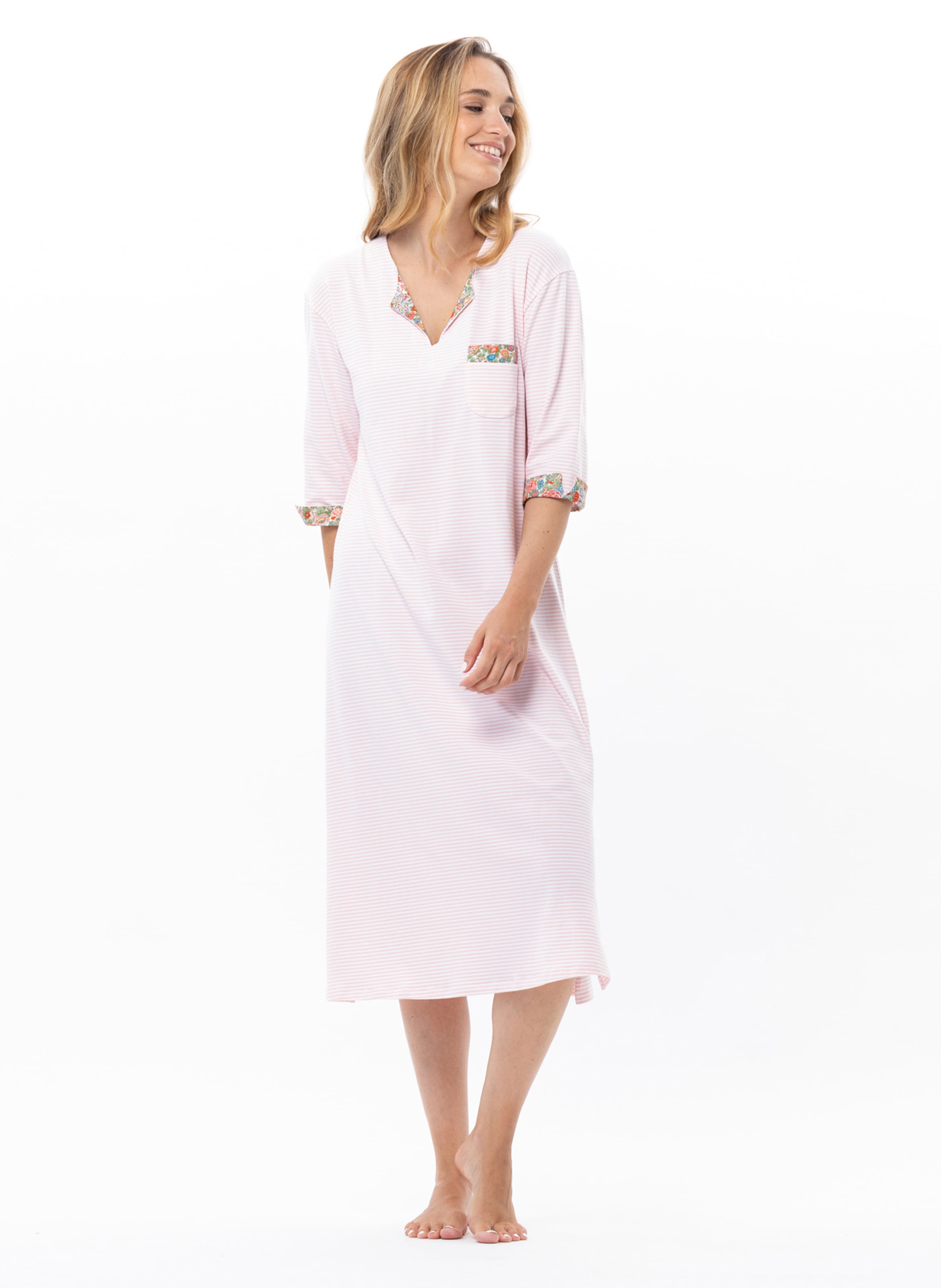 Chemise de nuit longue en coton garden 211 LE CHAT Multicolore
