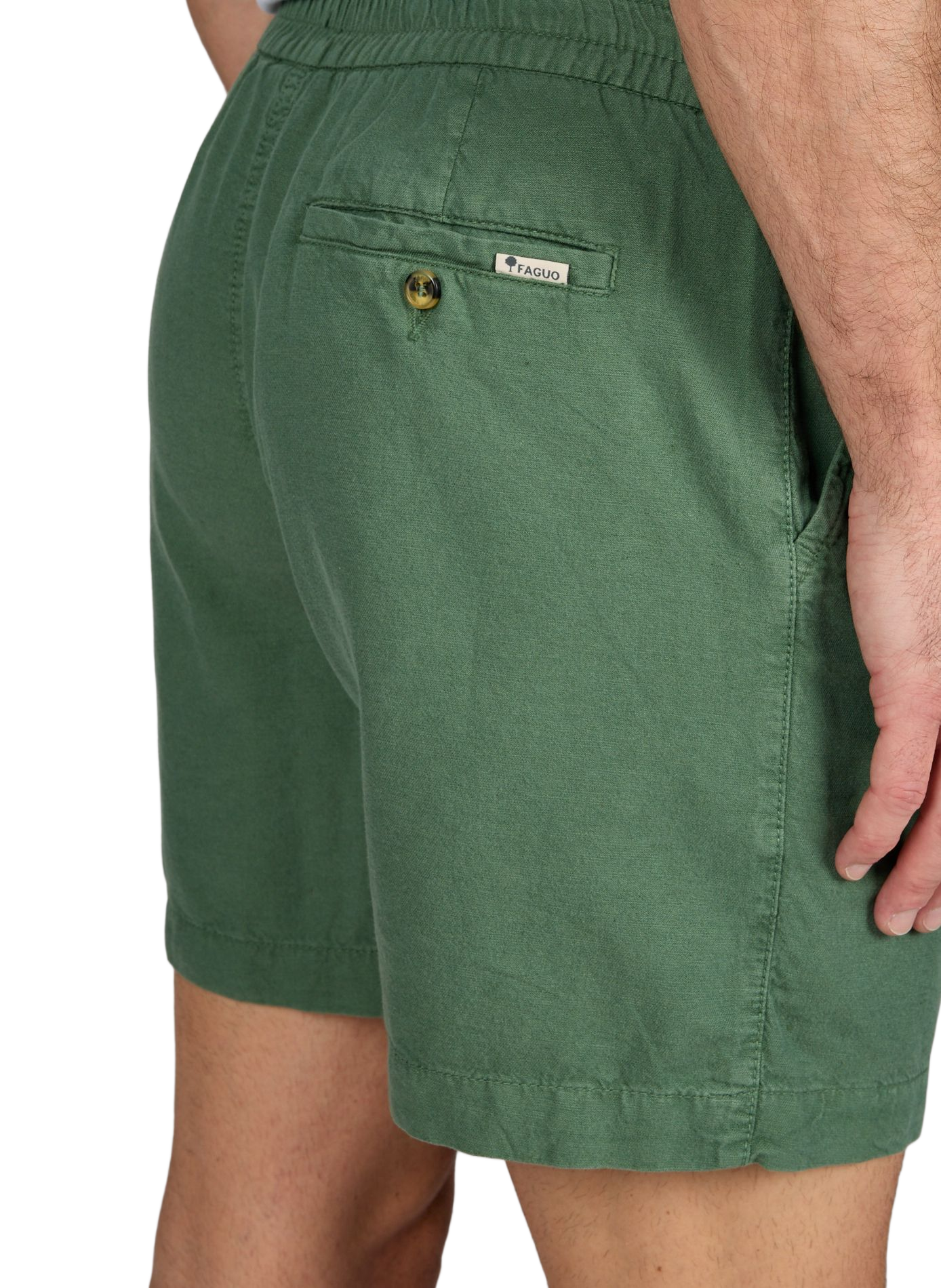 Straight fit Organic cotton and linen blend shorts FAGUO Green