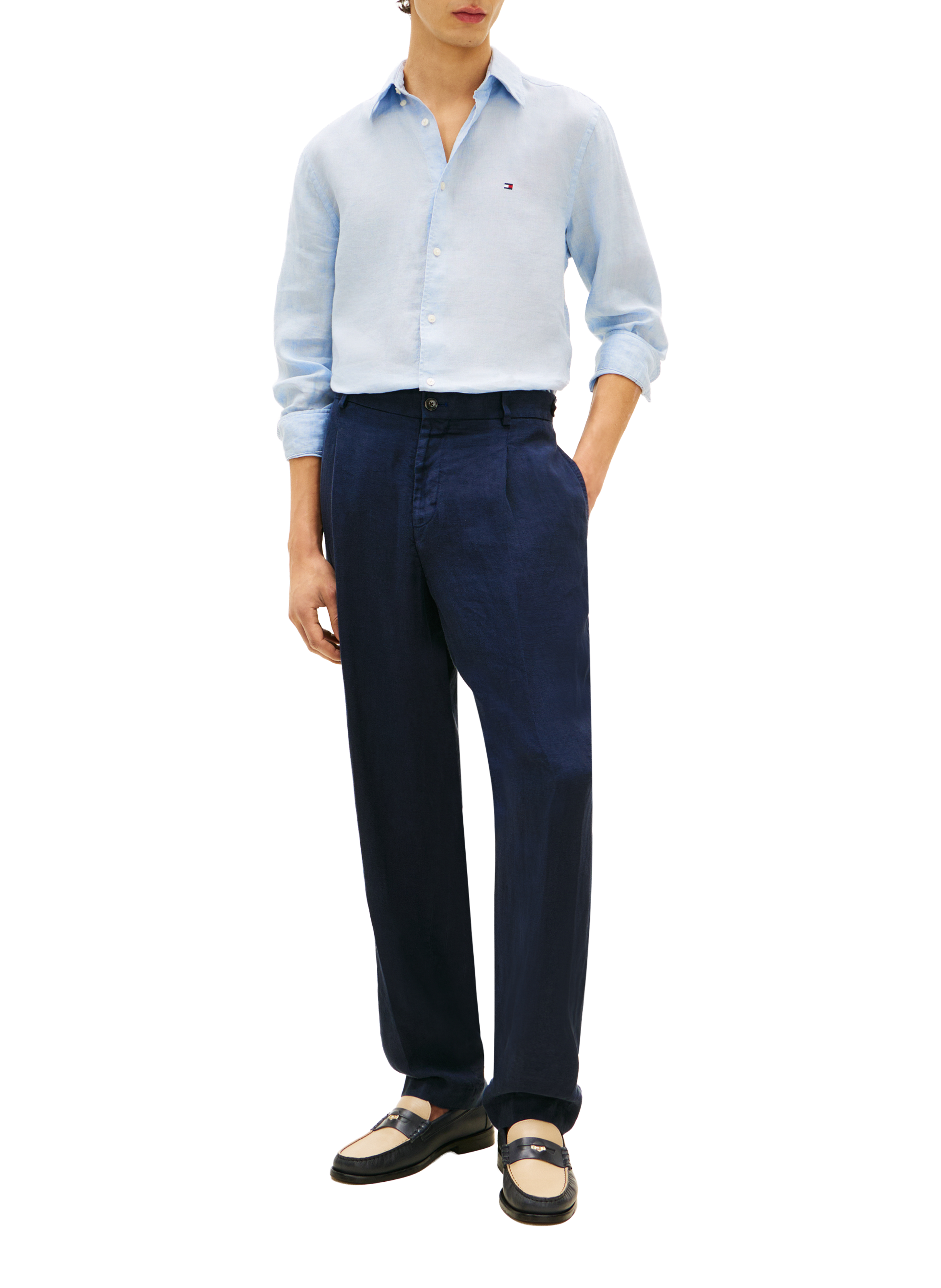 Chemise droite en lin TOMMY HILFIGER Bleu