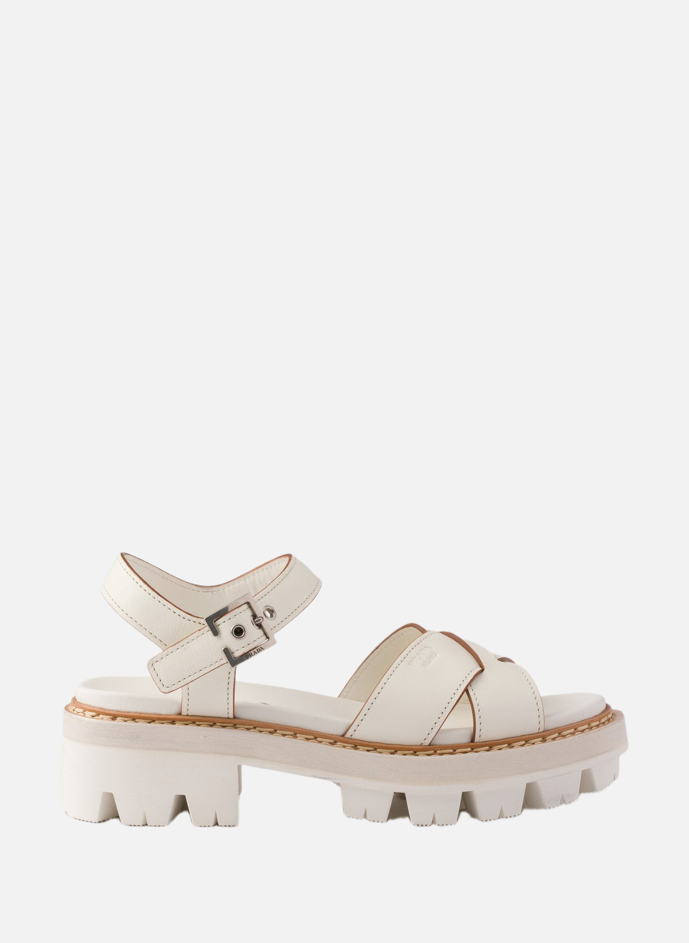 Sandales en cuir PRADA Beige