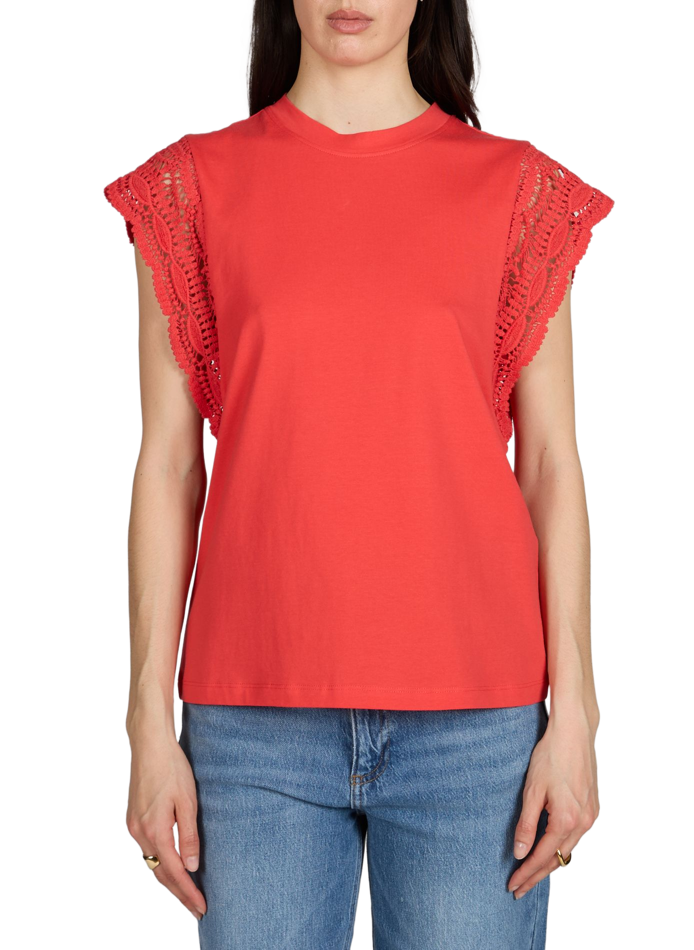 Camiseta Vimandala de algodón VILA Rojo