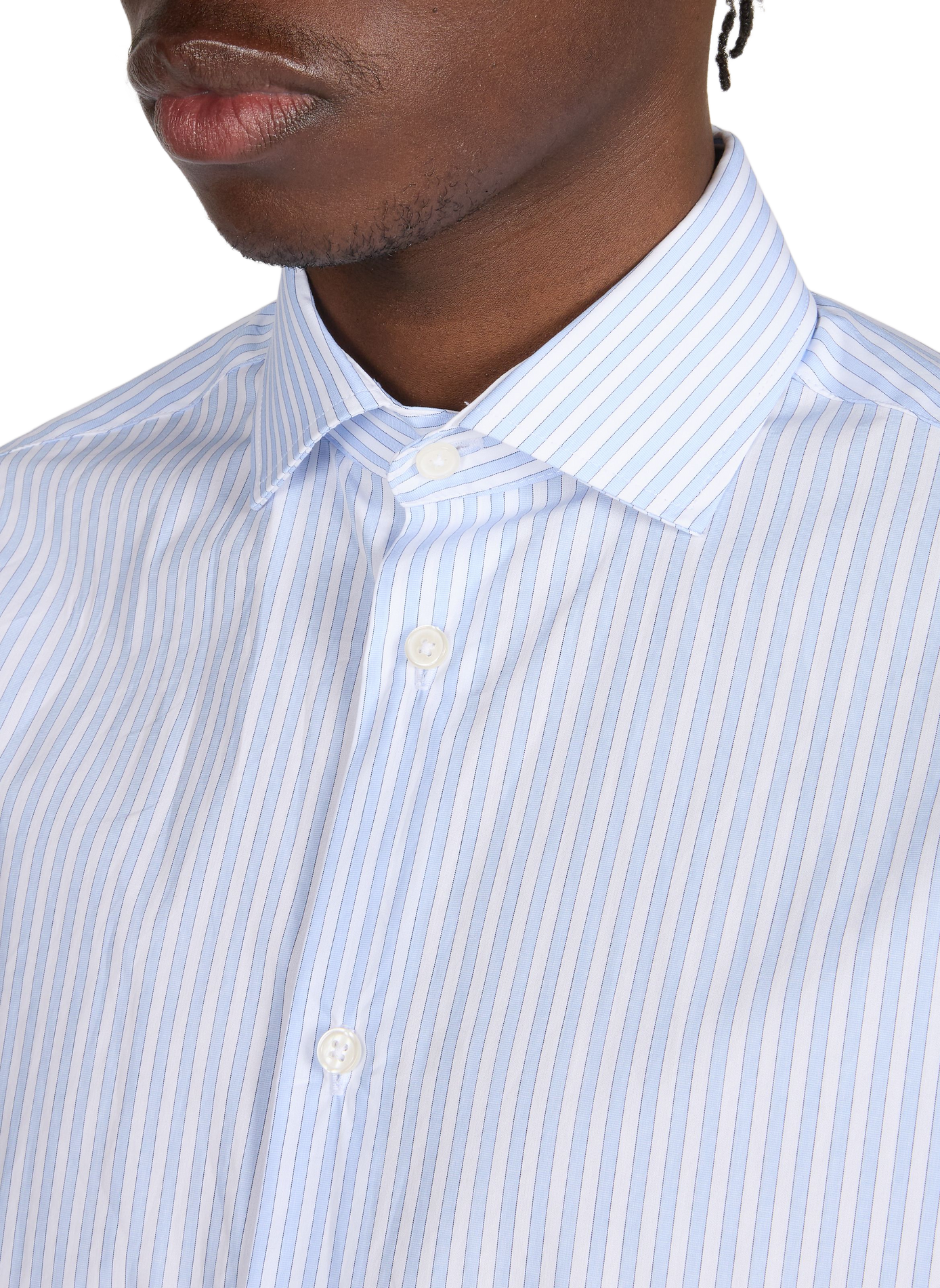 Straight striped cotton shirt AU PRINTEMPS PARIS Blue