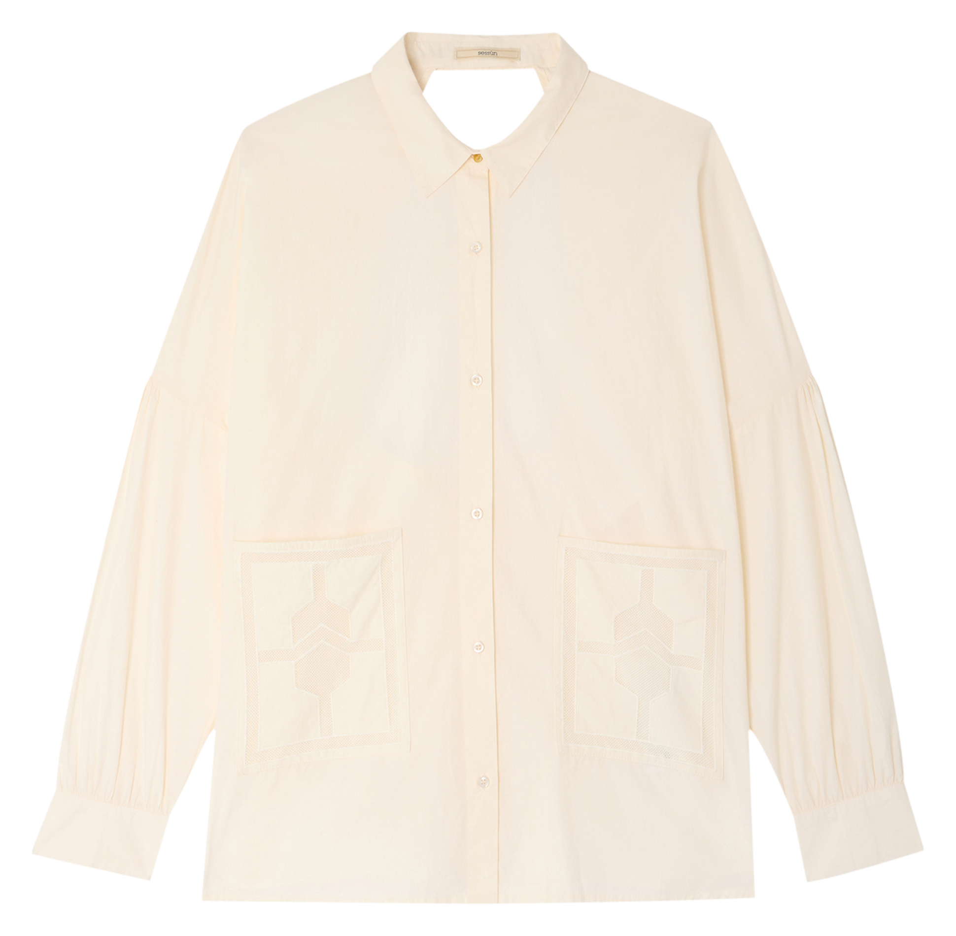 Chemise ample dos nu en coton flores SESSUN Beige