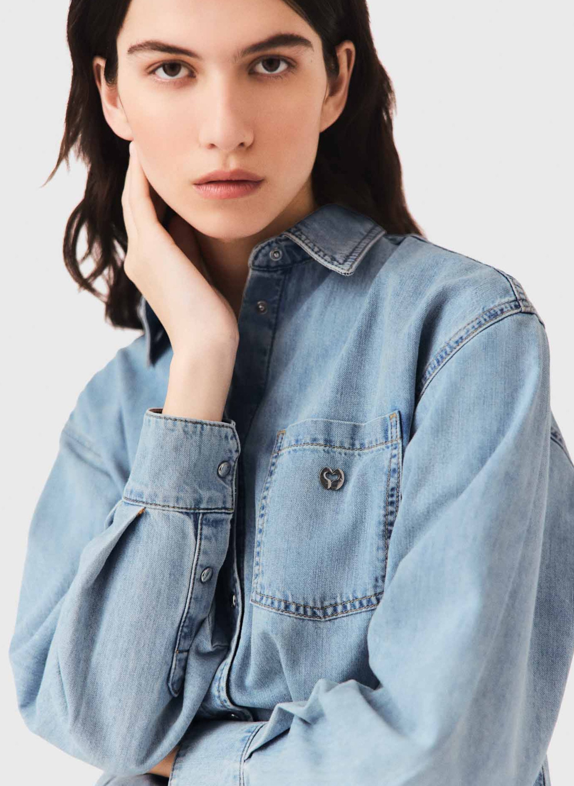 Chemise oversize en coton MAJE Bleu