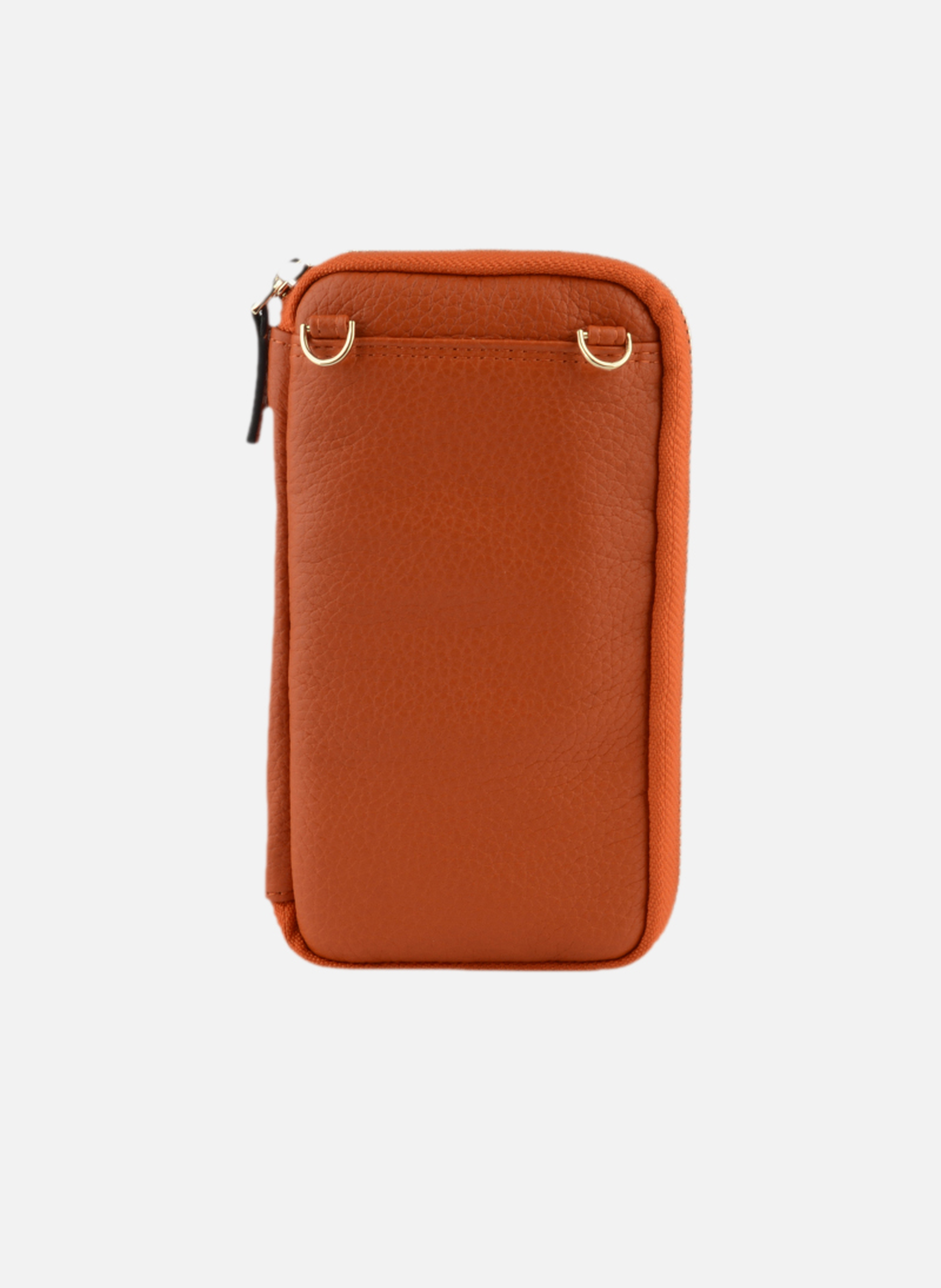 Club | etui téléphone portable en cuir de veau grainé | Orange POURCHET Femme