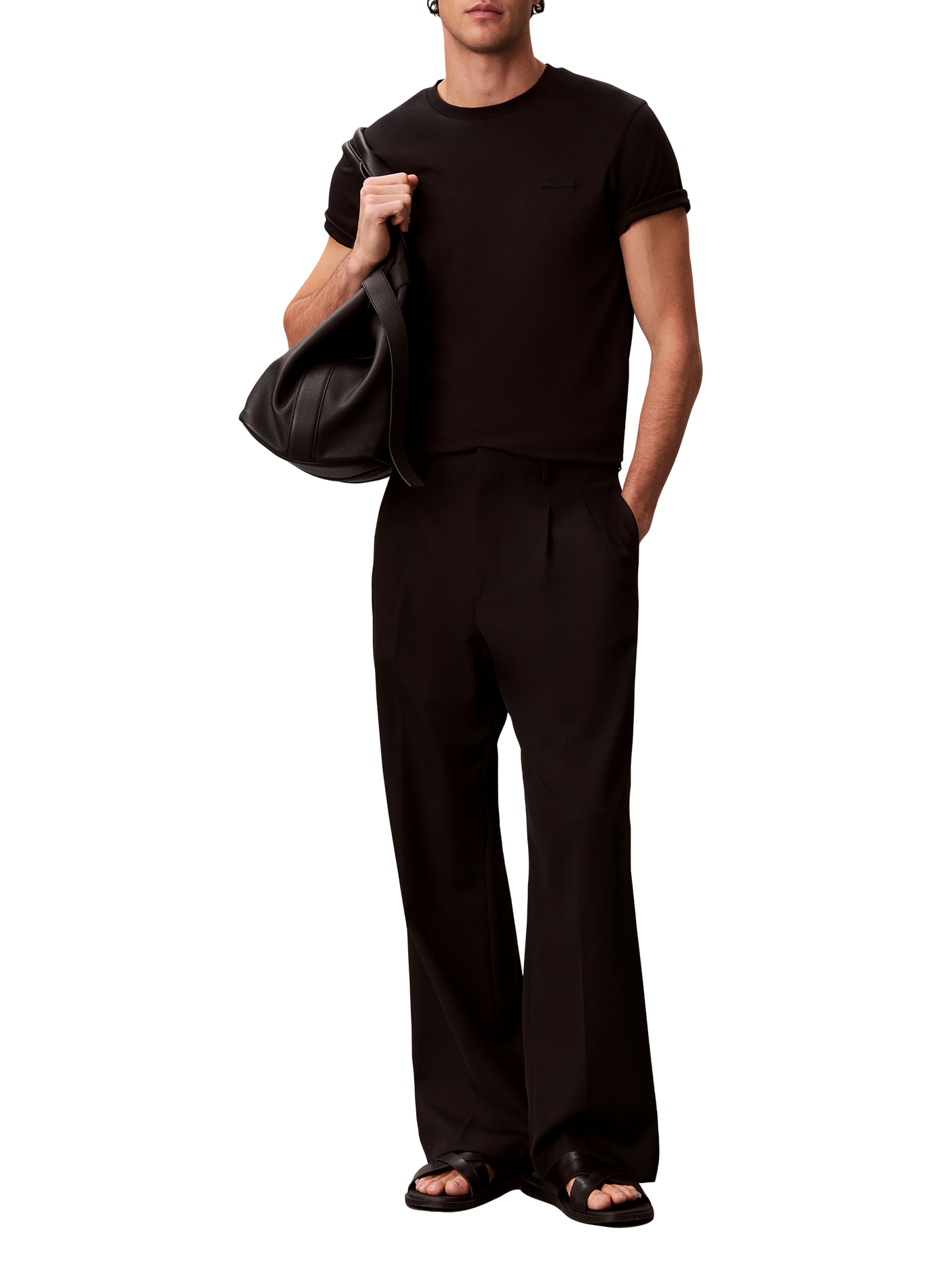 Gerades T-Shirt mit kurzen Ärmeln aus Baumwolle CALVIN KLEIN Schwarz