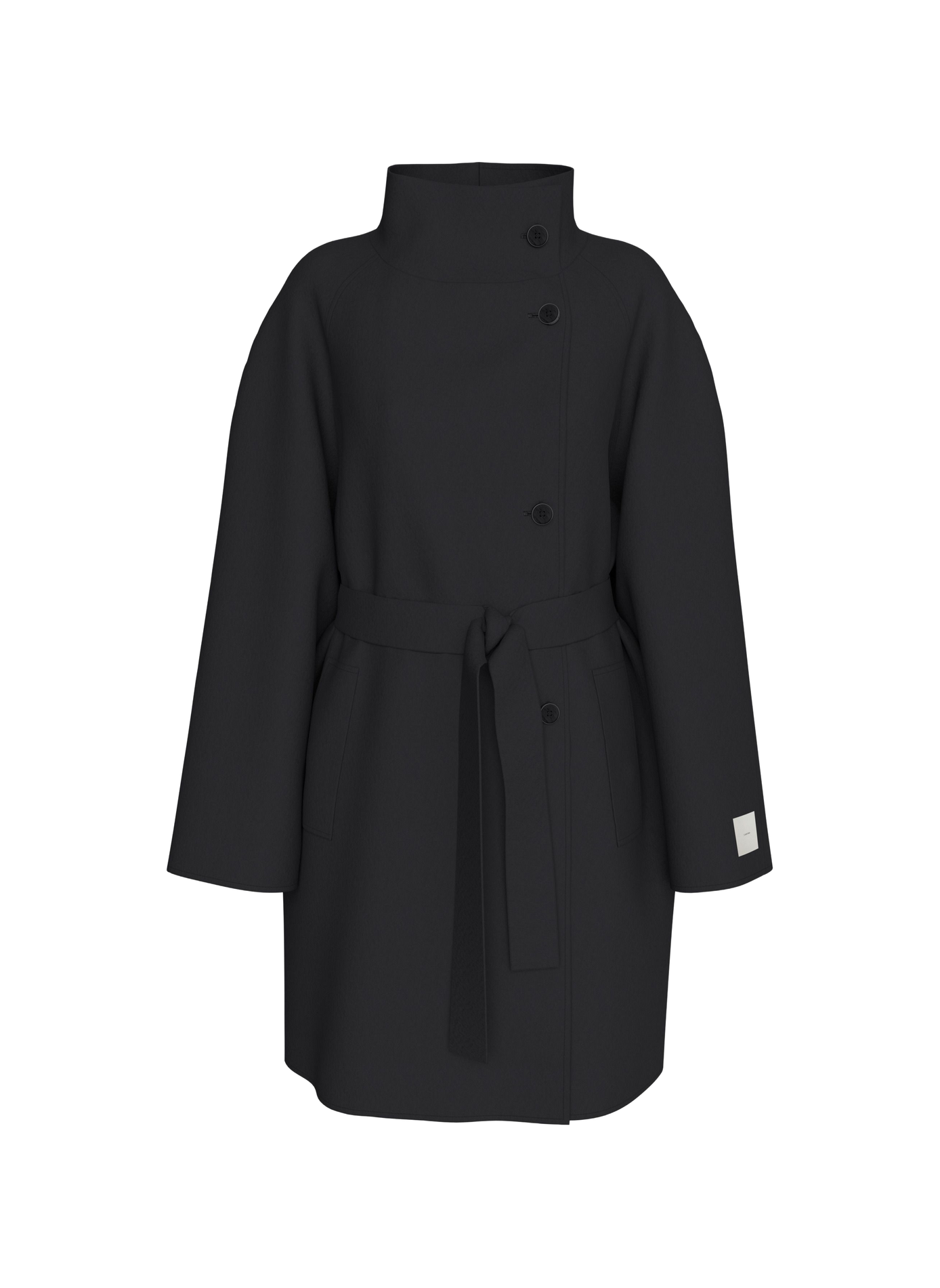Straight coat with high collar in blended wool. CALVIN KLEIN Black