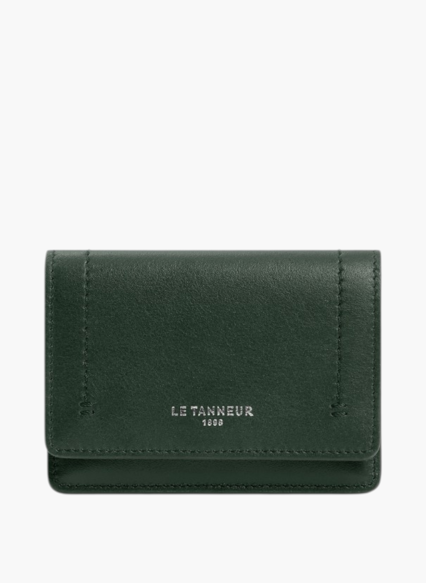 Petit porte cartes à rabat louison en cuir lisse LE TANNEUR Vert