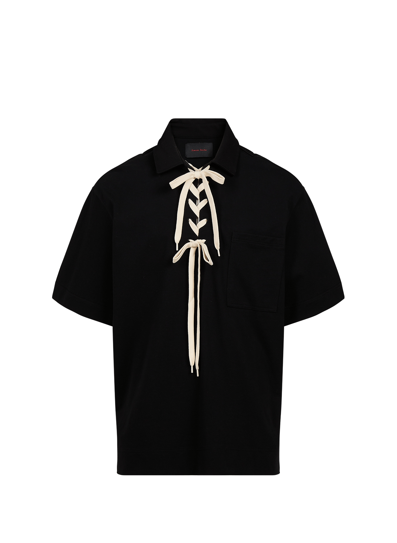 Cotton tie-neck polo SIMONE ROCHA Black