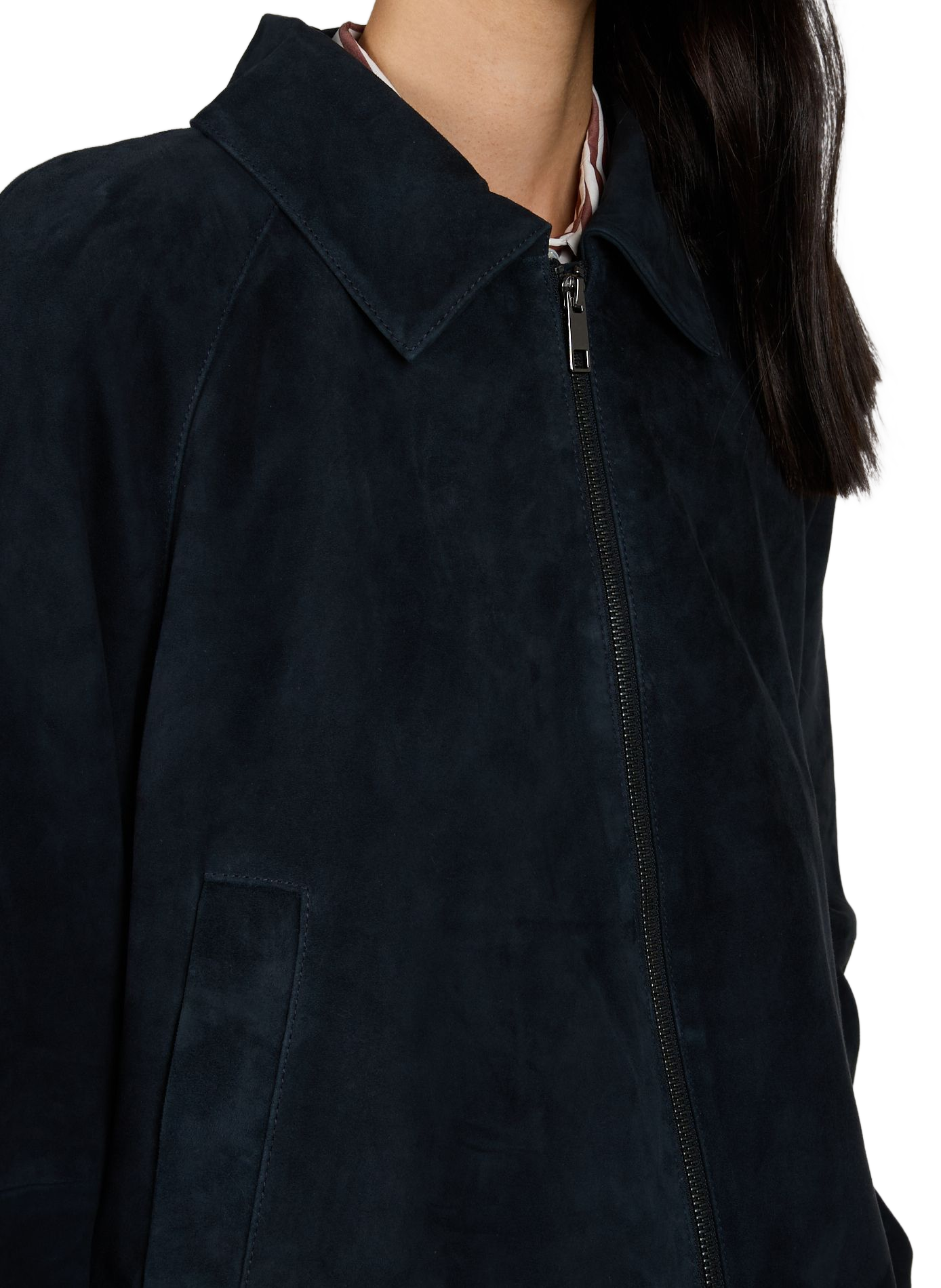Short suede leather jacket MAX MARA WEEK END Blue