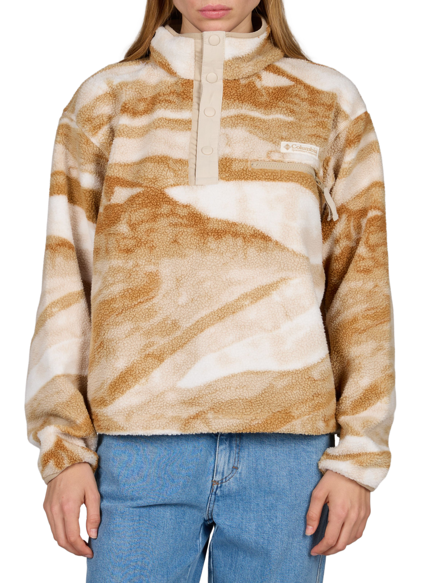 Shearling-look jacket with high collar COLUMBIA Beige