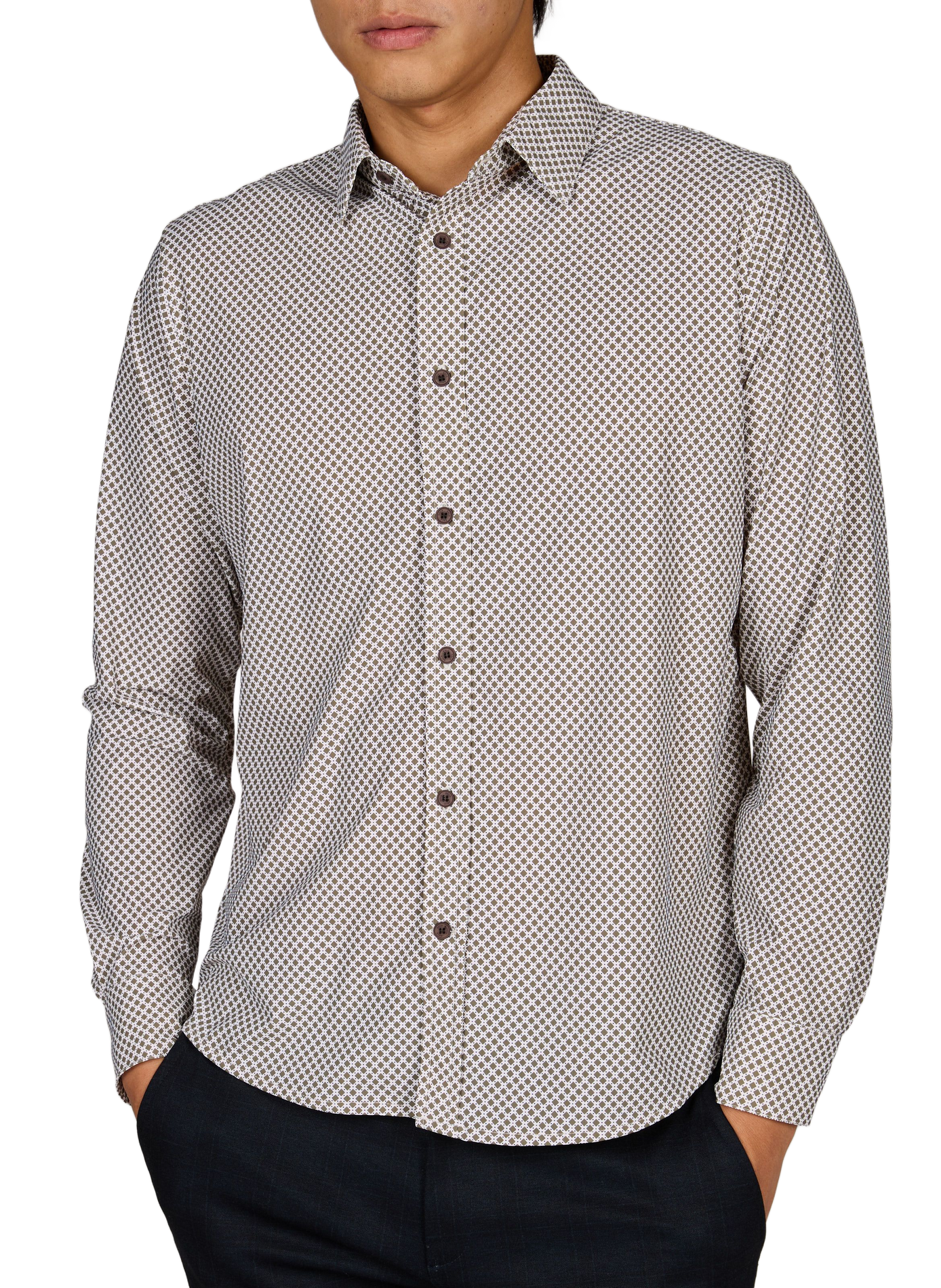 Straight striped shirt by Jean Murcie 1789 CALA Khaki
