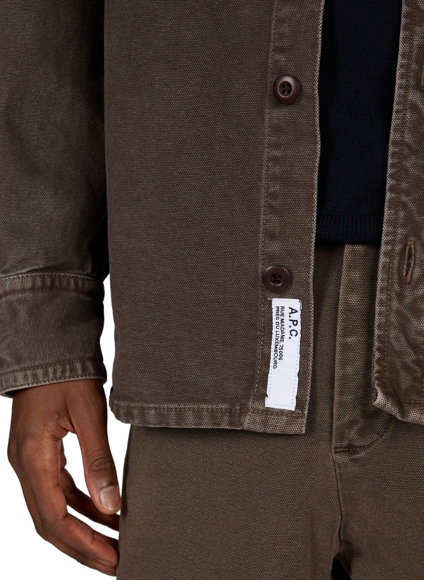 Veste col classique en denim de coton A.P.C. Marron