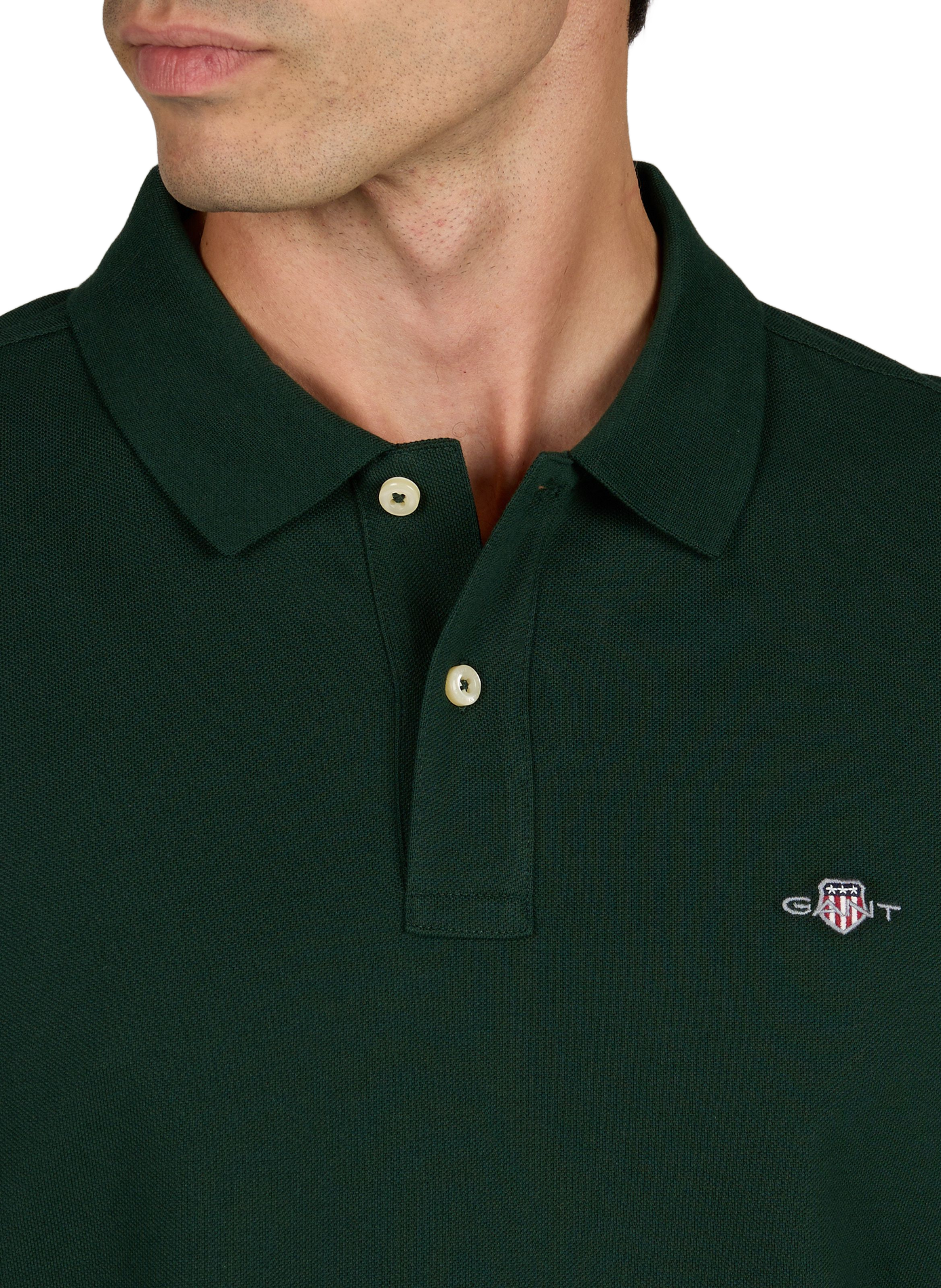Long-sleeved cotton polo shirt GANT Green