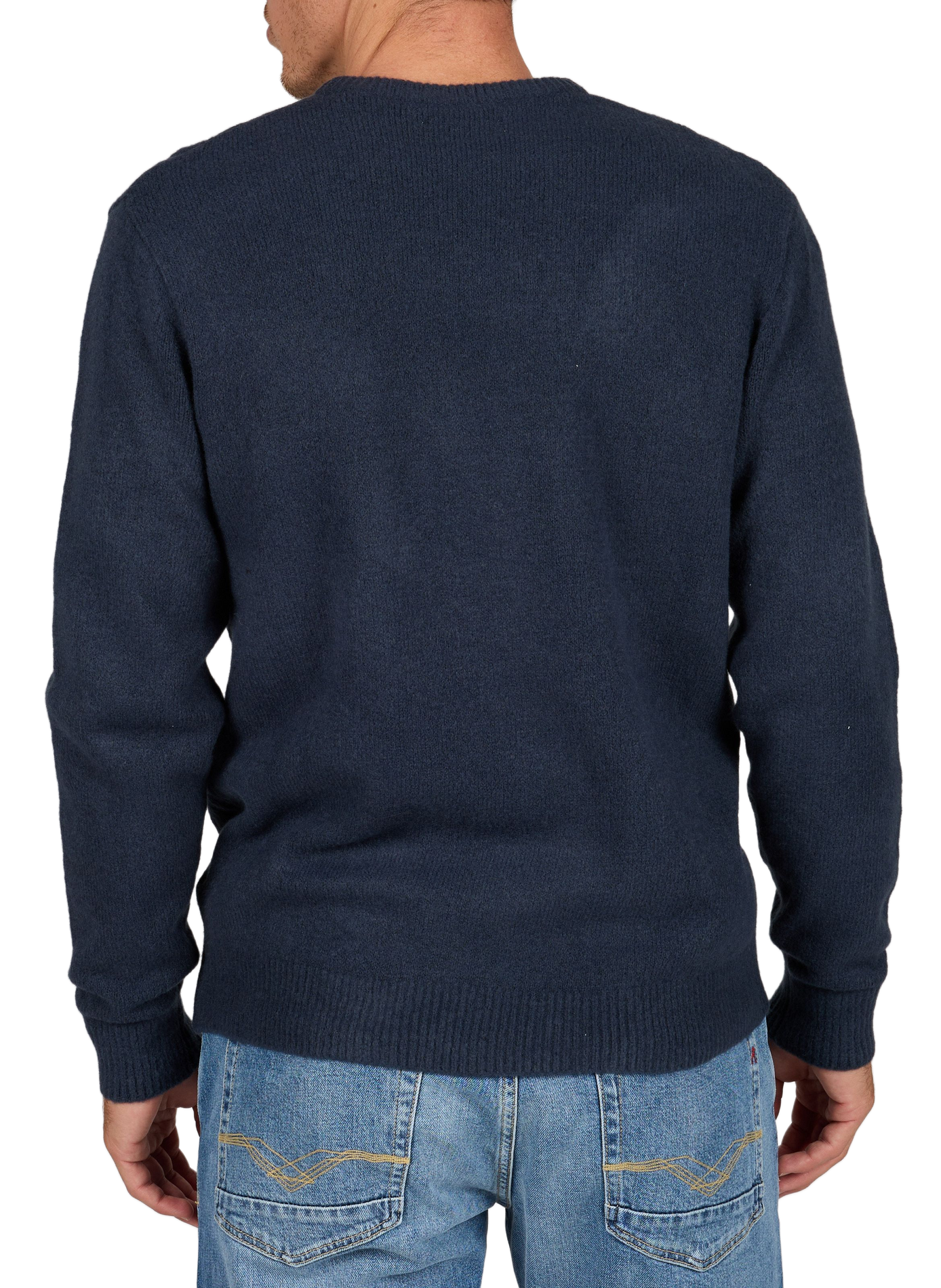 Runder gerader Pullover in Uni-Farbe REPLAY Blau