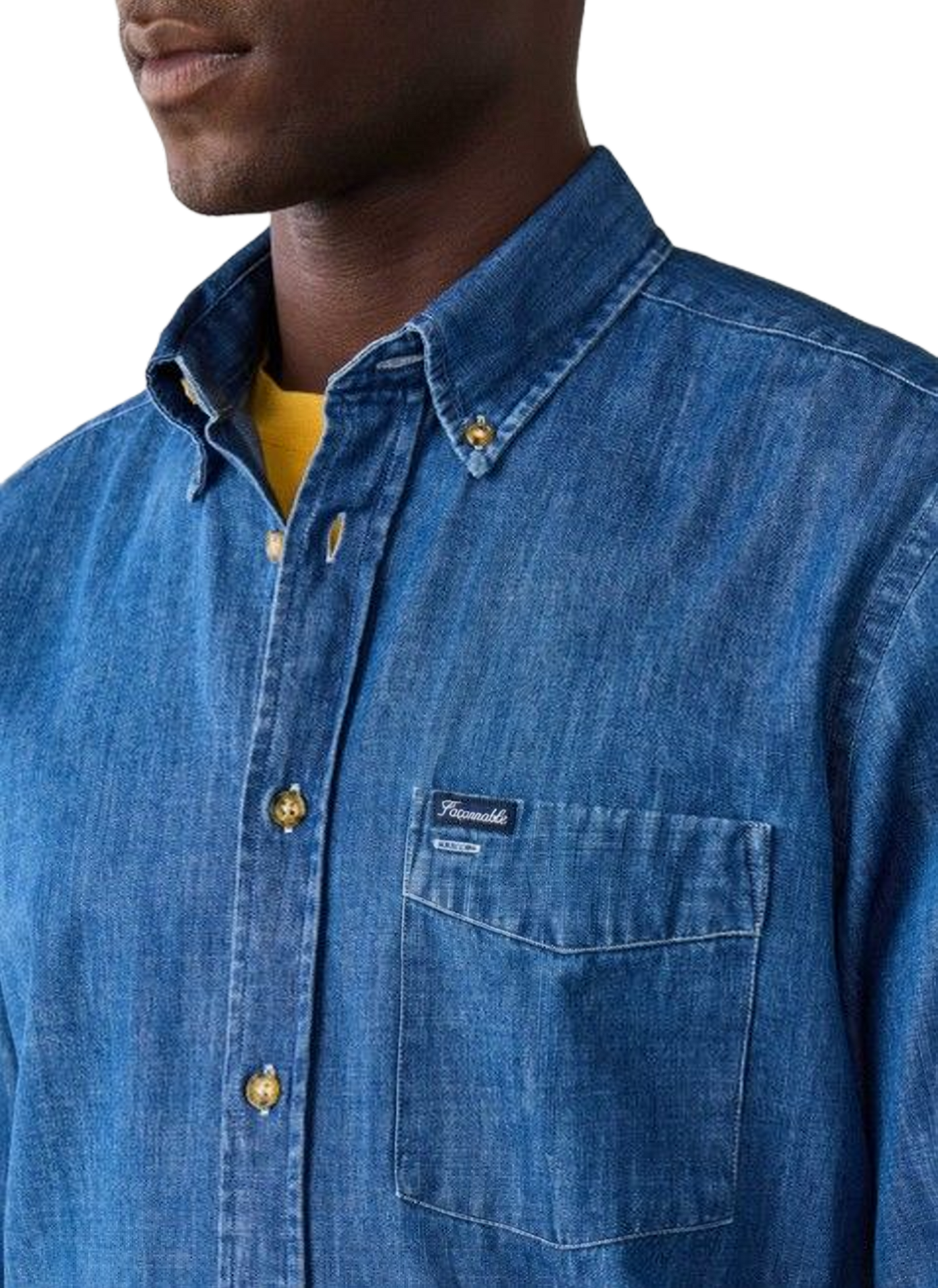 Camicia con collo alla americana in cotone FACONNABLE Blu