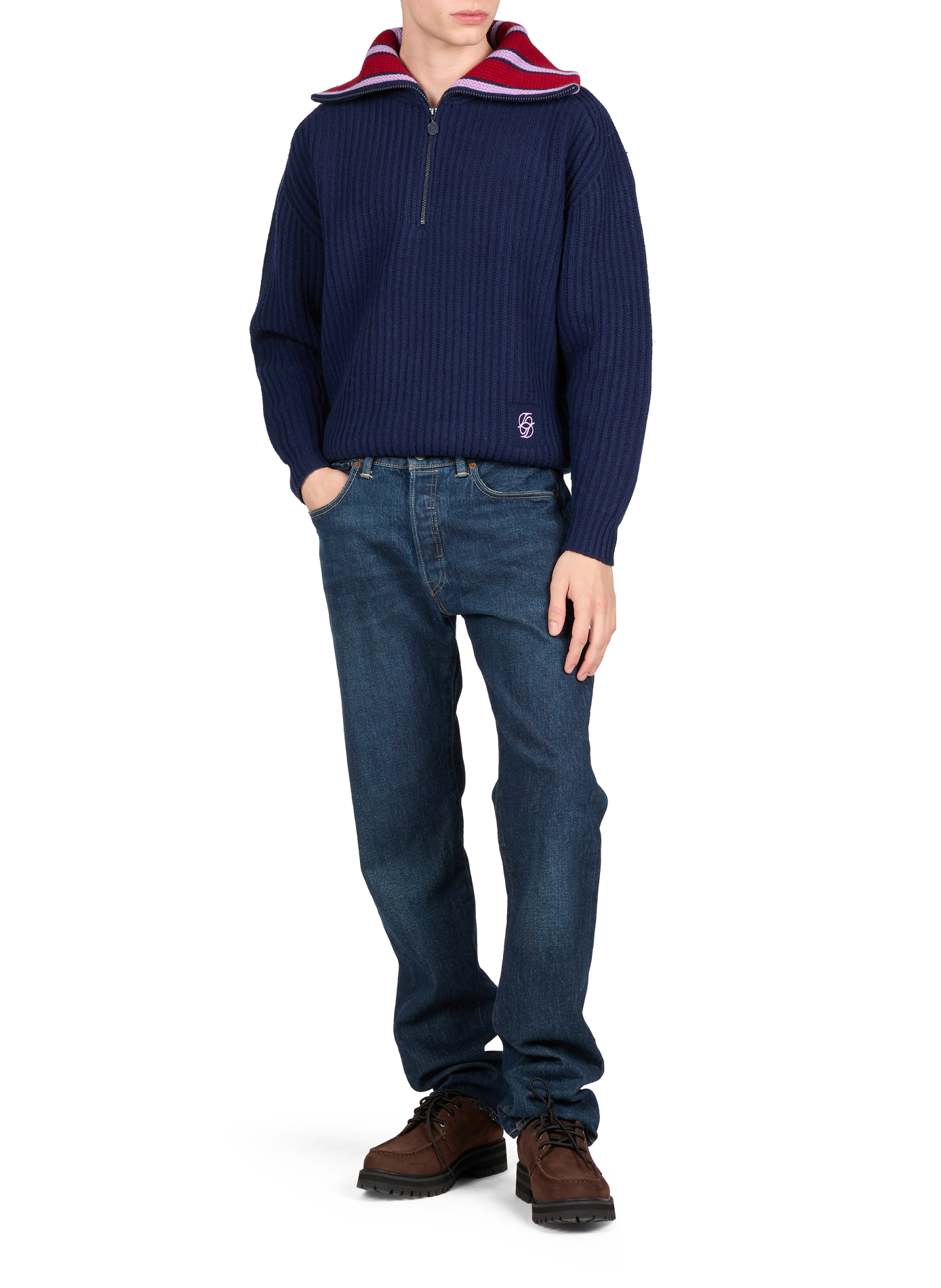Half-zip wool jumper DROLE DE MONSIEUR Blue
