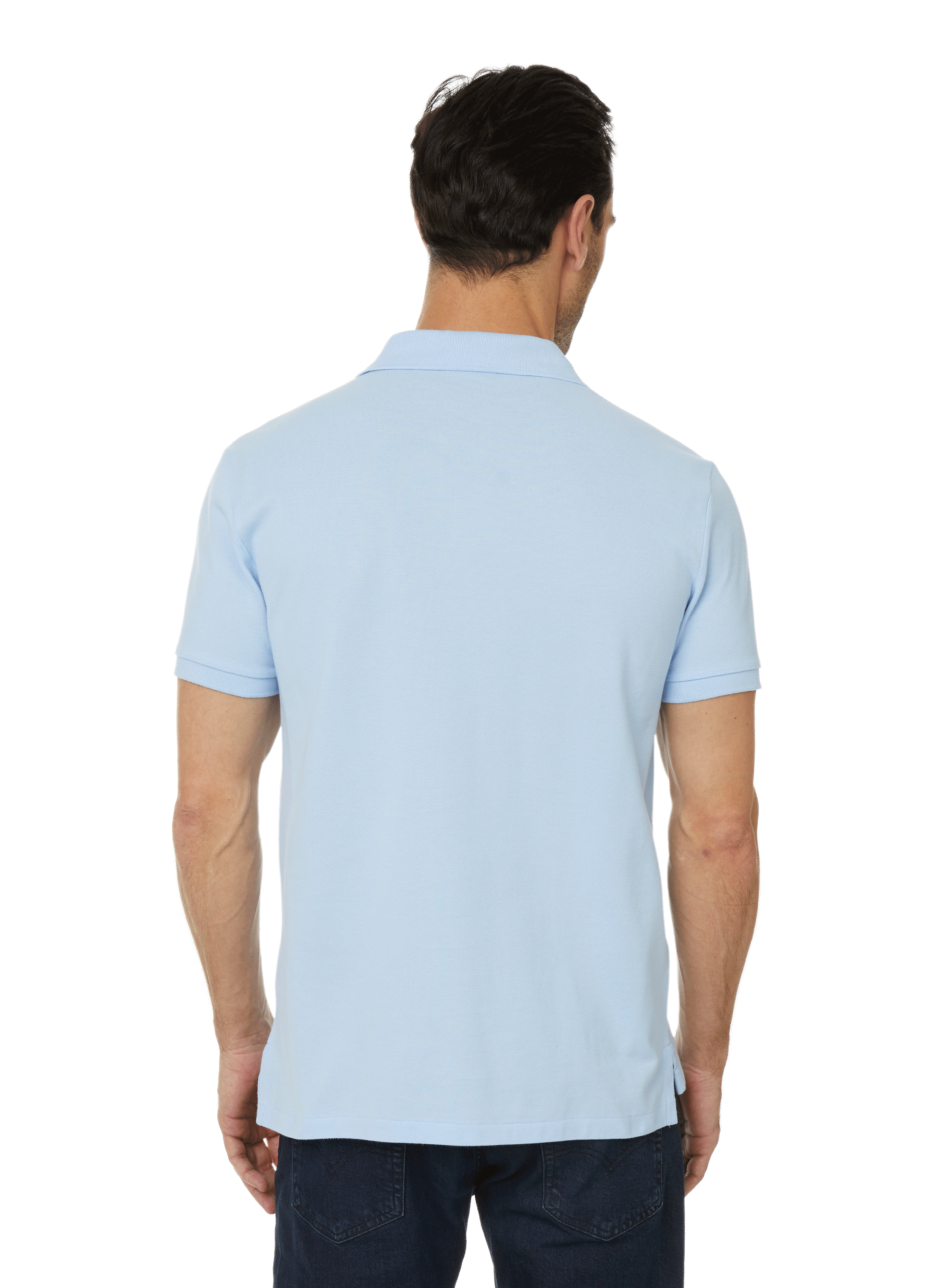 Straight-fit cotton piqué shirt Blue