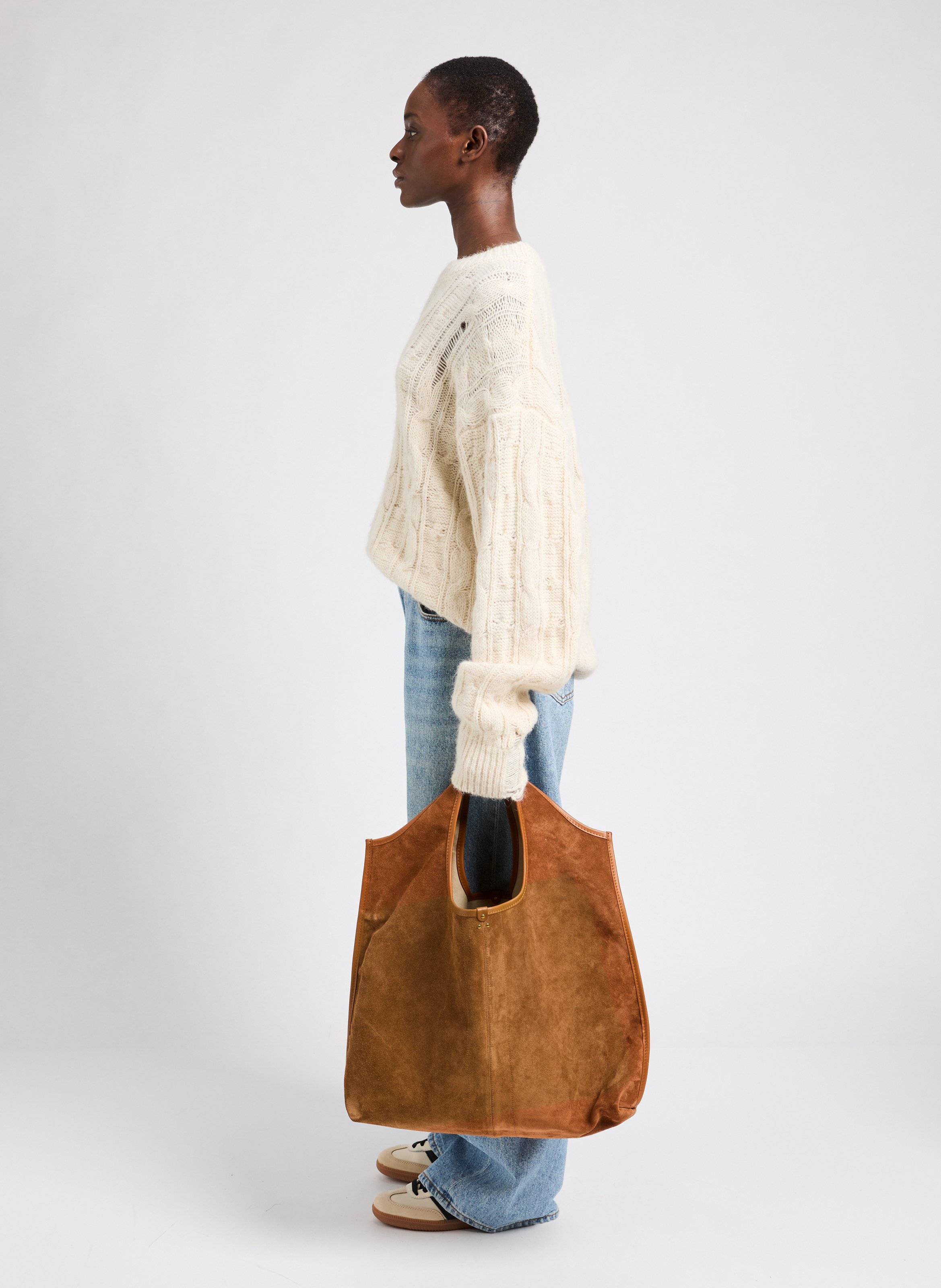 Paco leather tote bag JÉRÔME DREYFUSS Brown