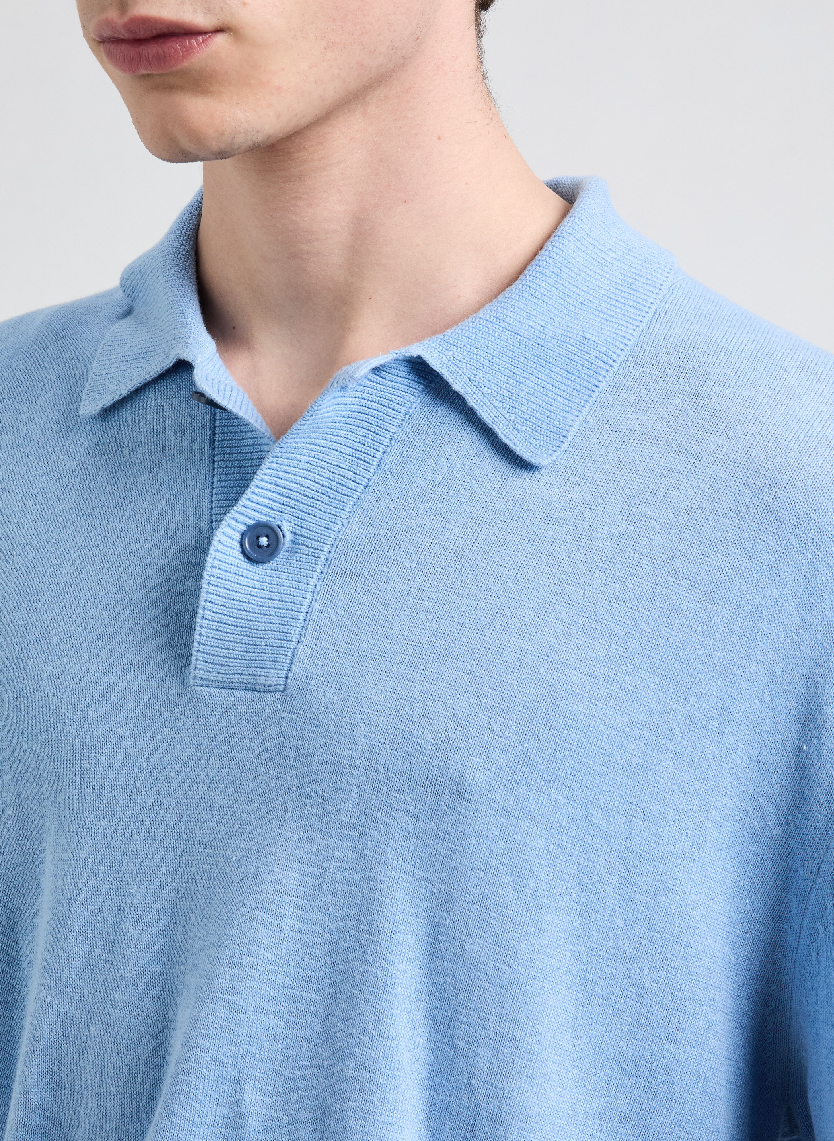 Linen and cotton polo shirt SAISON 1865 Blue