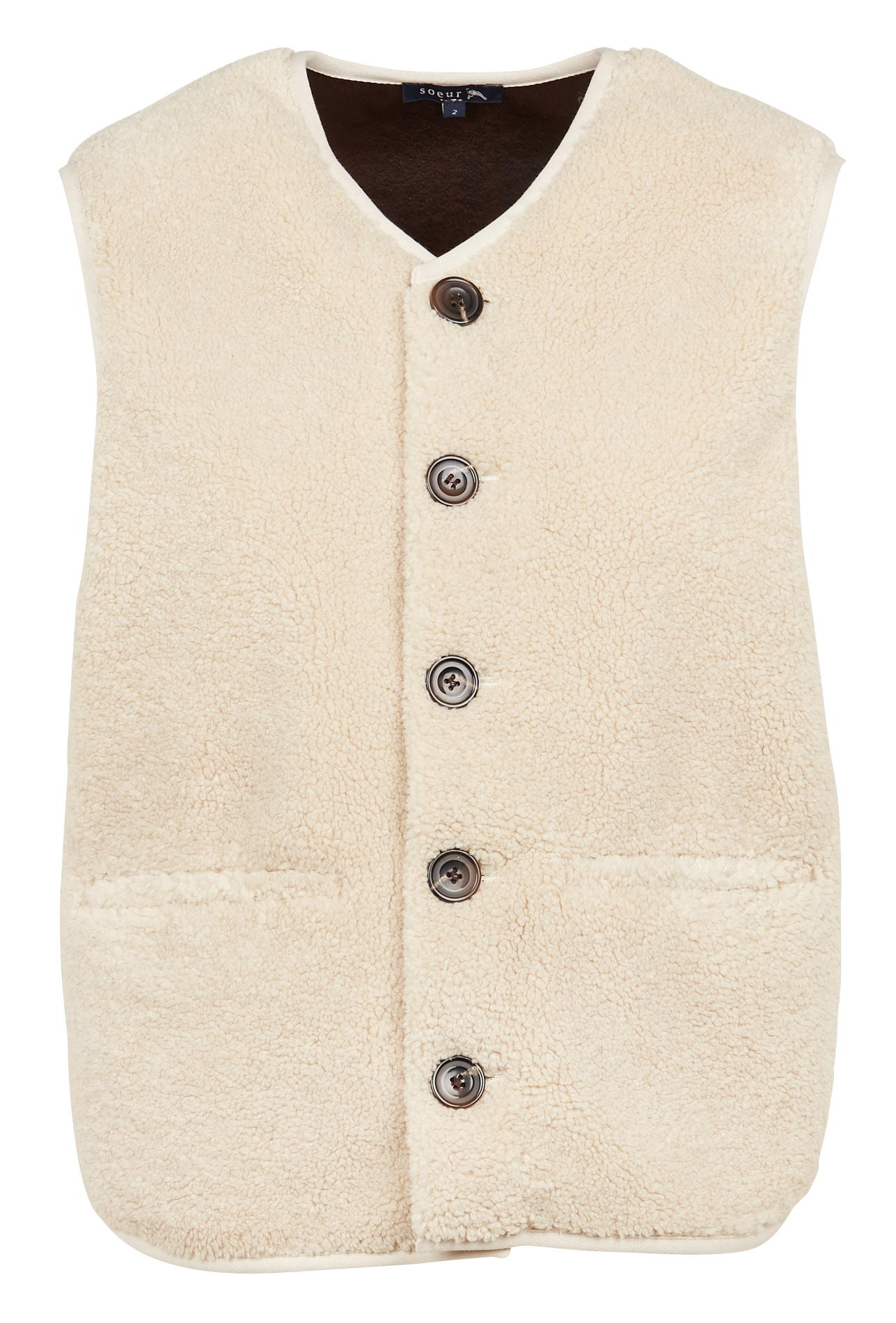 Gilet sans manches aspect mouton fusil SOEUR Beige