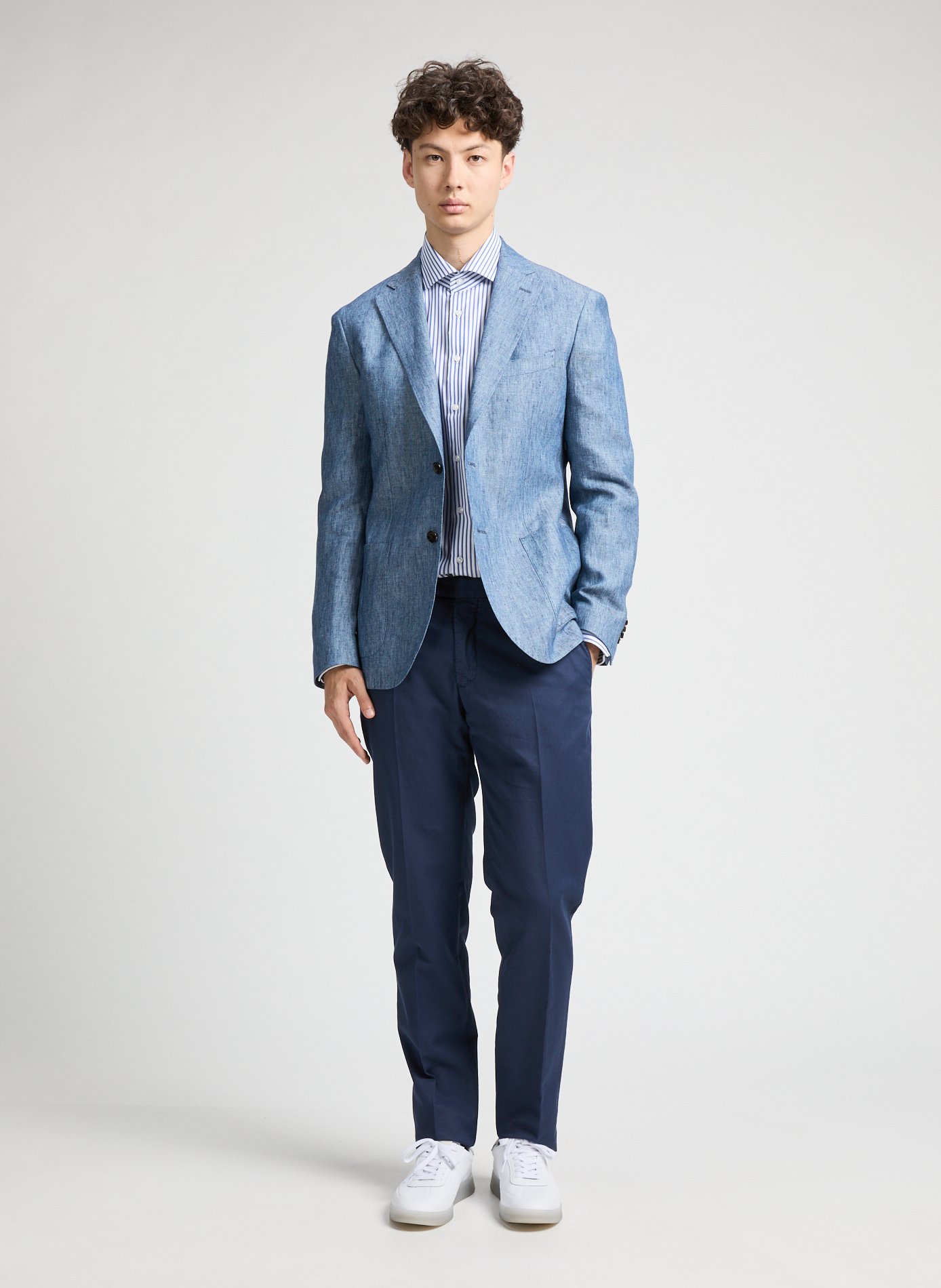 Linen suit jacket FACONNABLE Blue