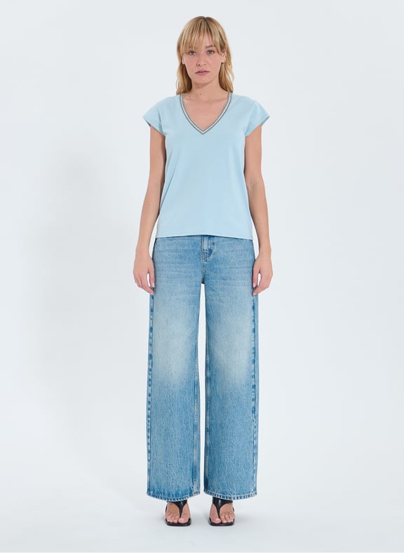 Top kaki cintrée - tulipe Bleu by ZAPA ZAPA Top kaki cintrée - tulipe Bleu