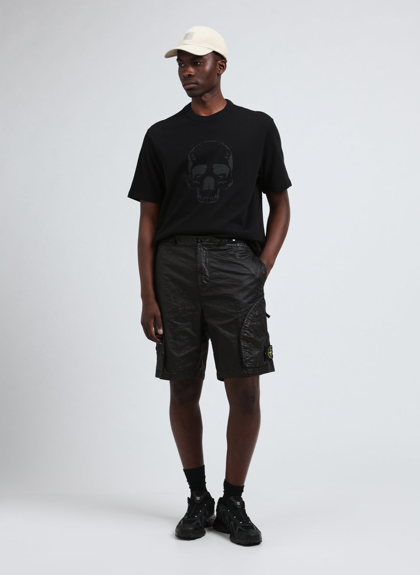 Bermuda texturé à logo  Noir