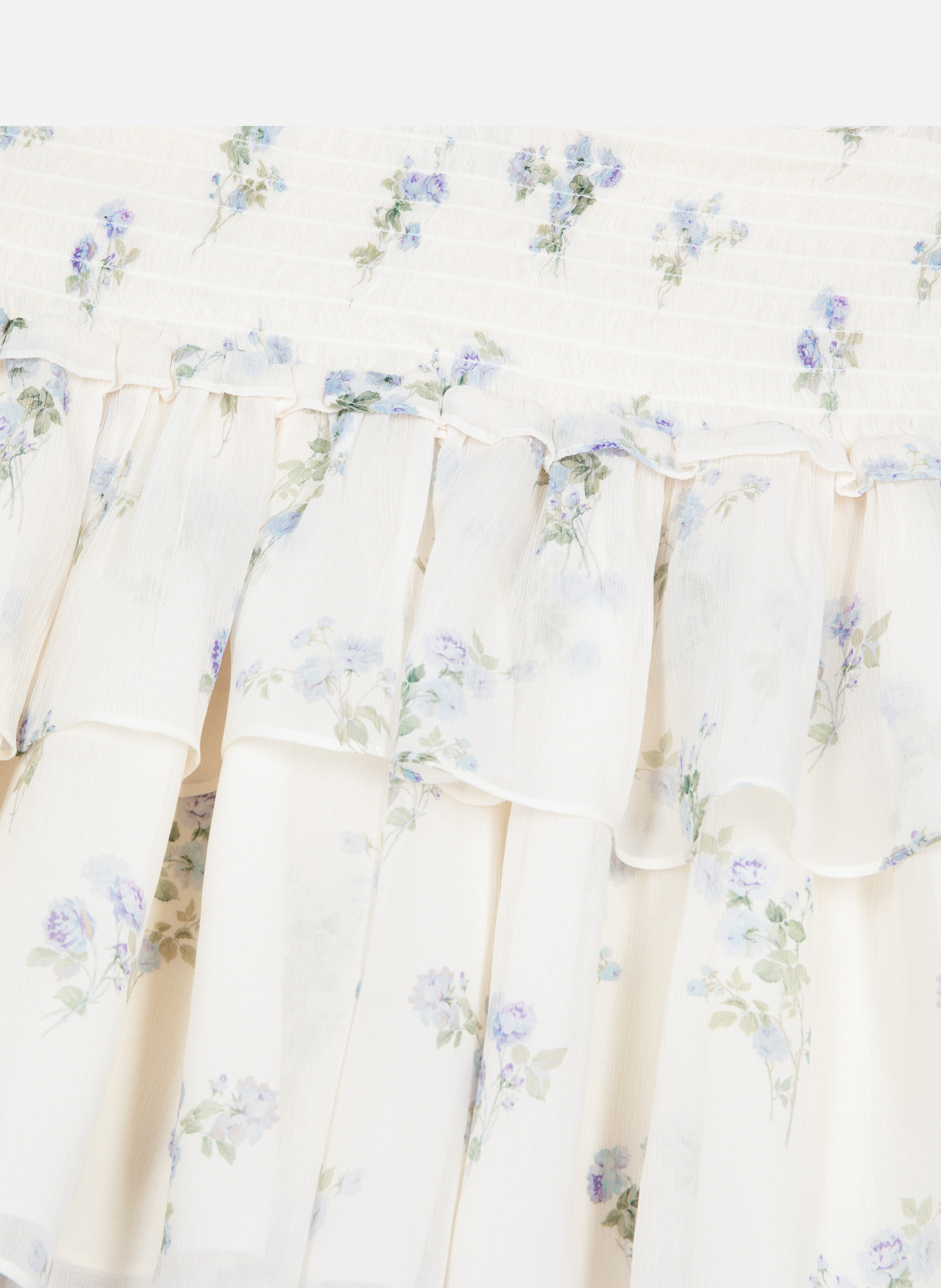 Jupe courte à volants imprimé fleuri THE KOOPLES Blanc