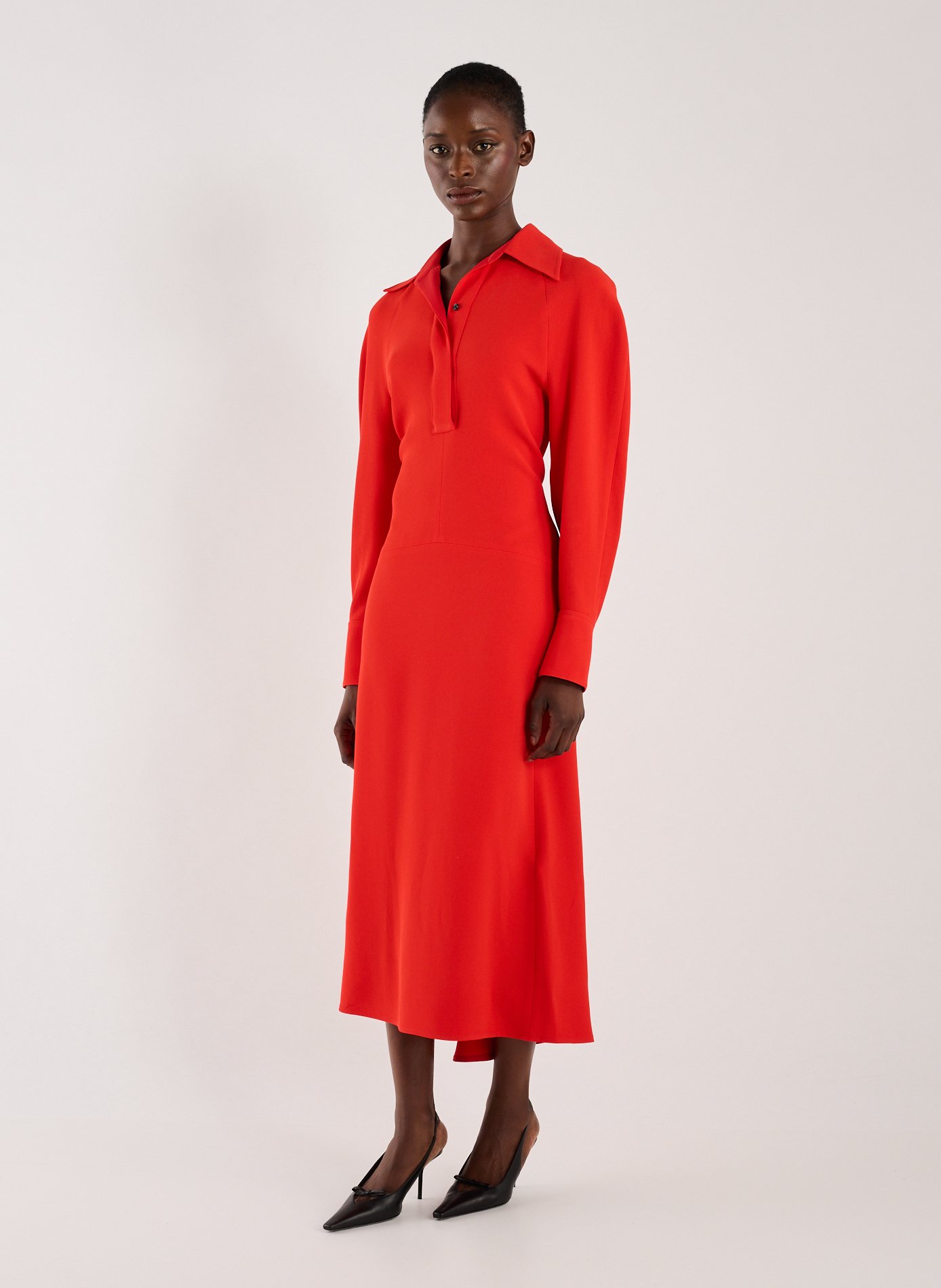 Fitted midi dress with collar VICTORIA BECKHAM Red