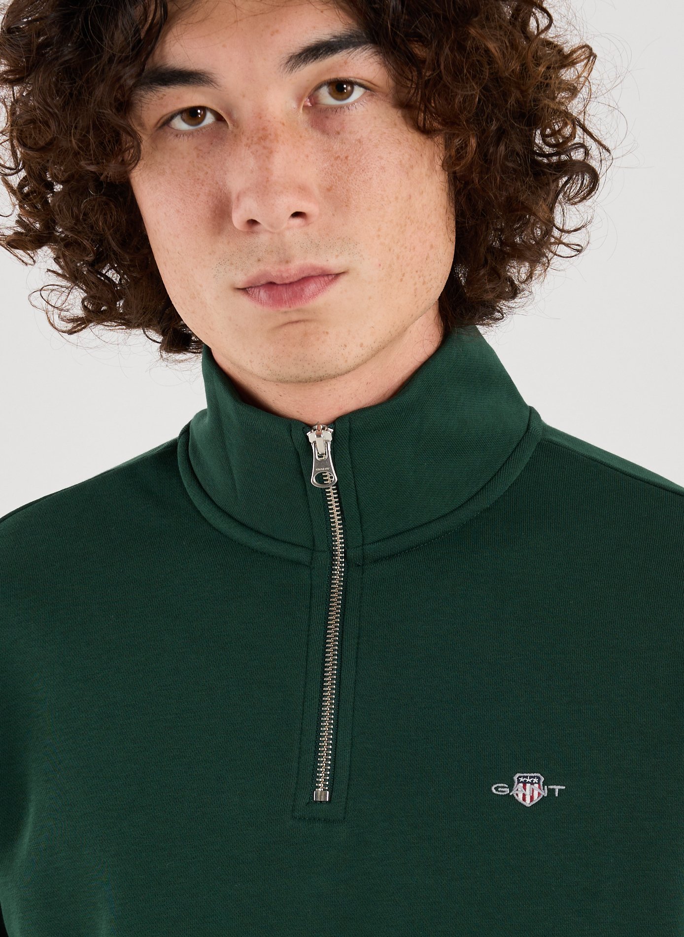 Cotton half-zip sweatshirt GANT Green
