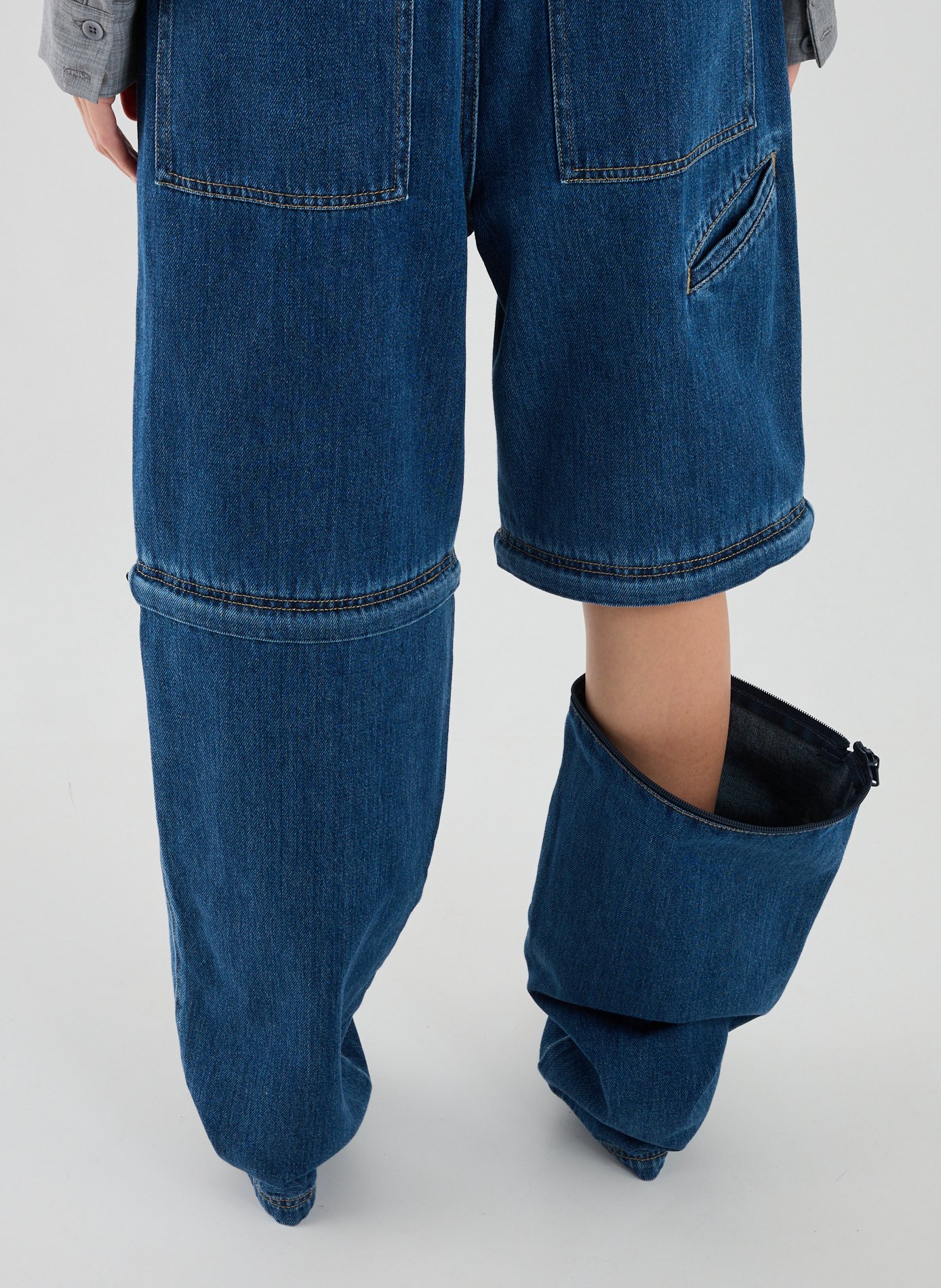Jeans sous genou amovible en coton TIBI Bleu