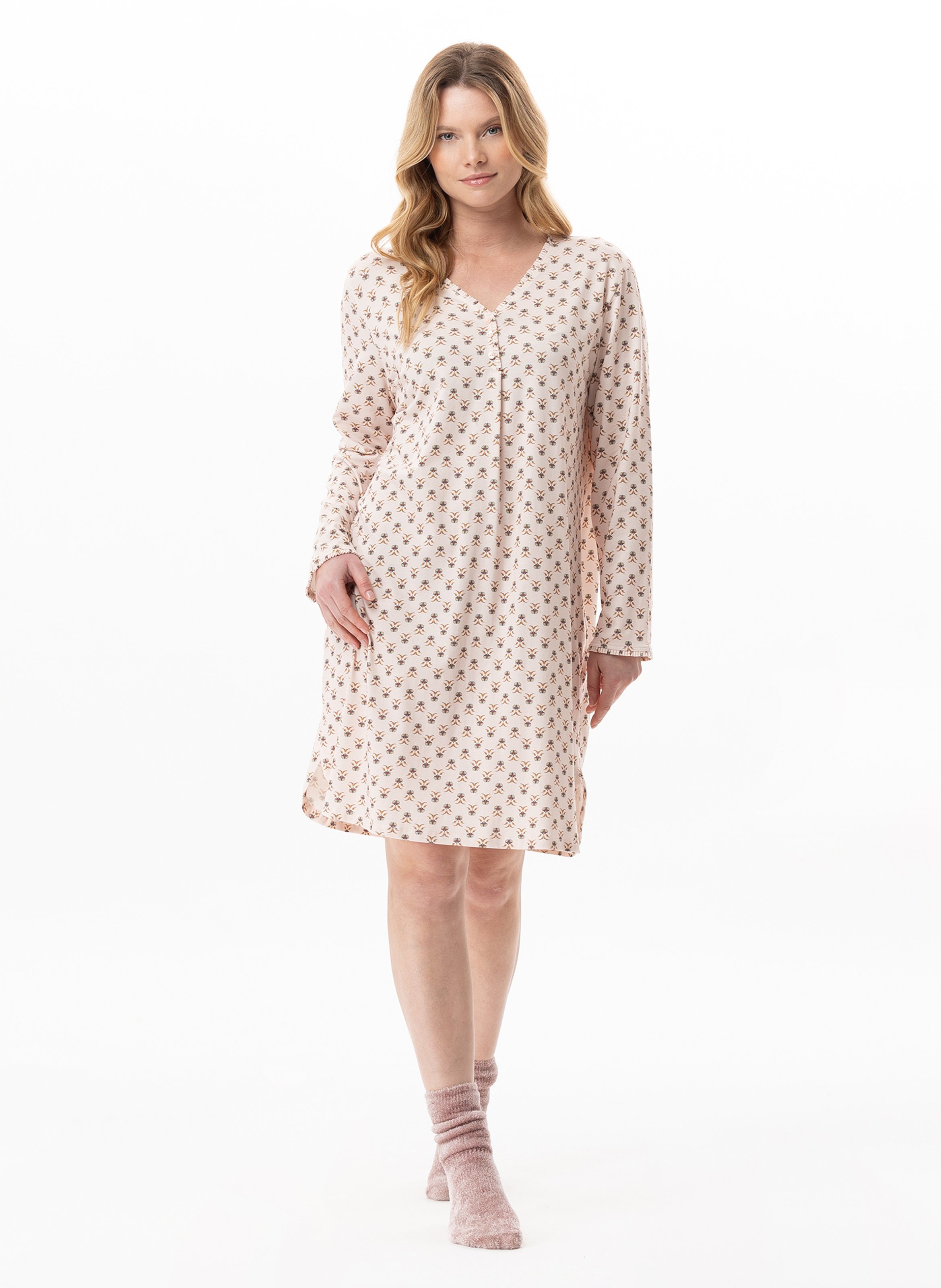 Chemise de nuit en coton modal tea time 101 LE CHAT Multicolore