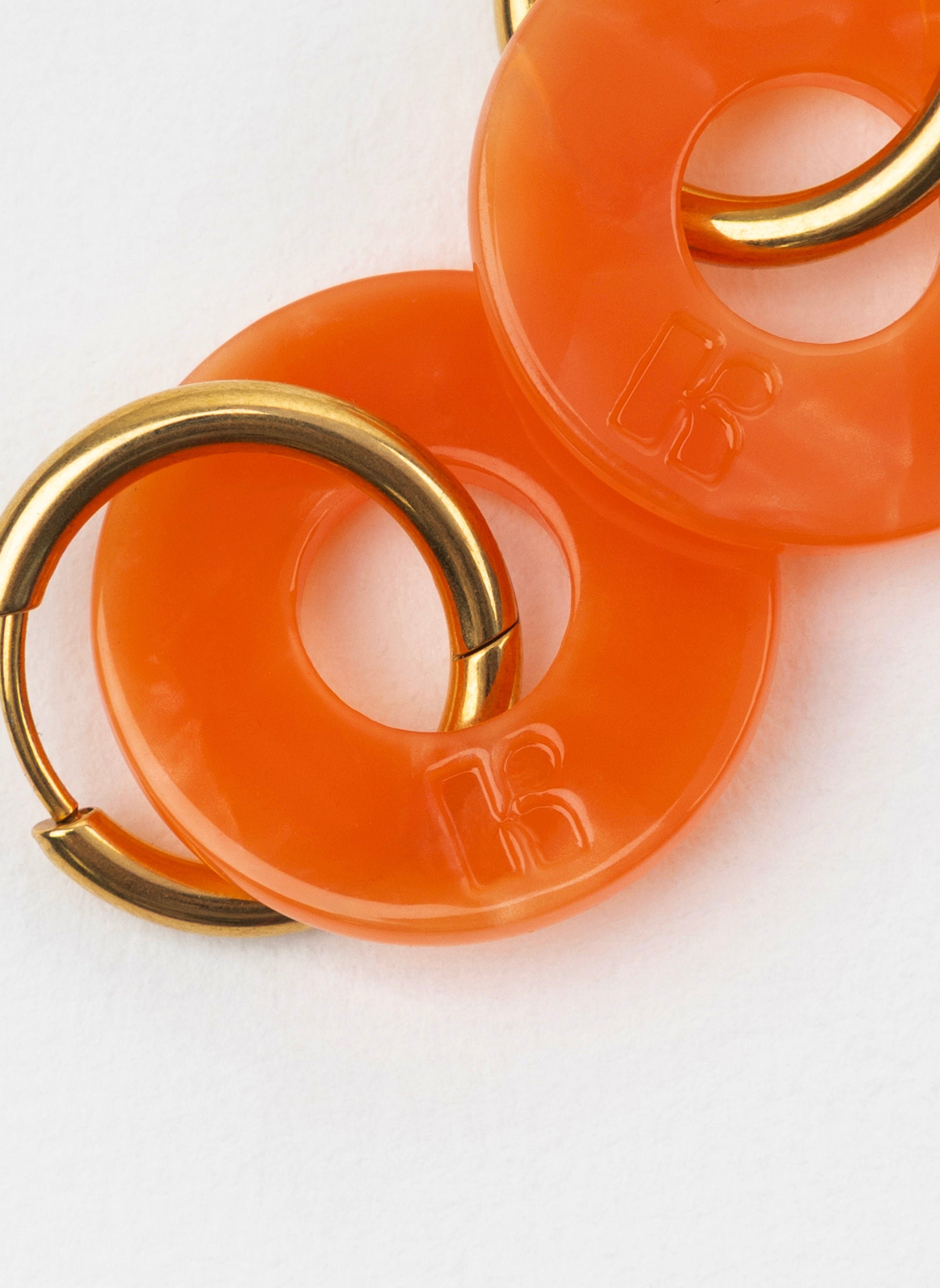 Boucles d'oreilles donuts avec anneaux en acier inoxydable argenté KURAGE GINZA Orange
