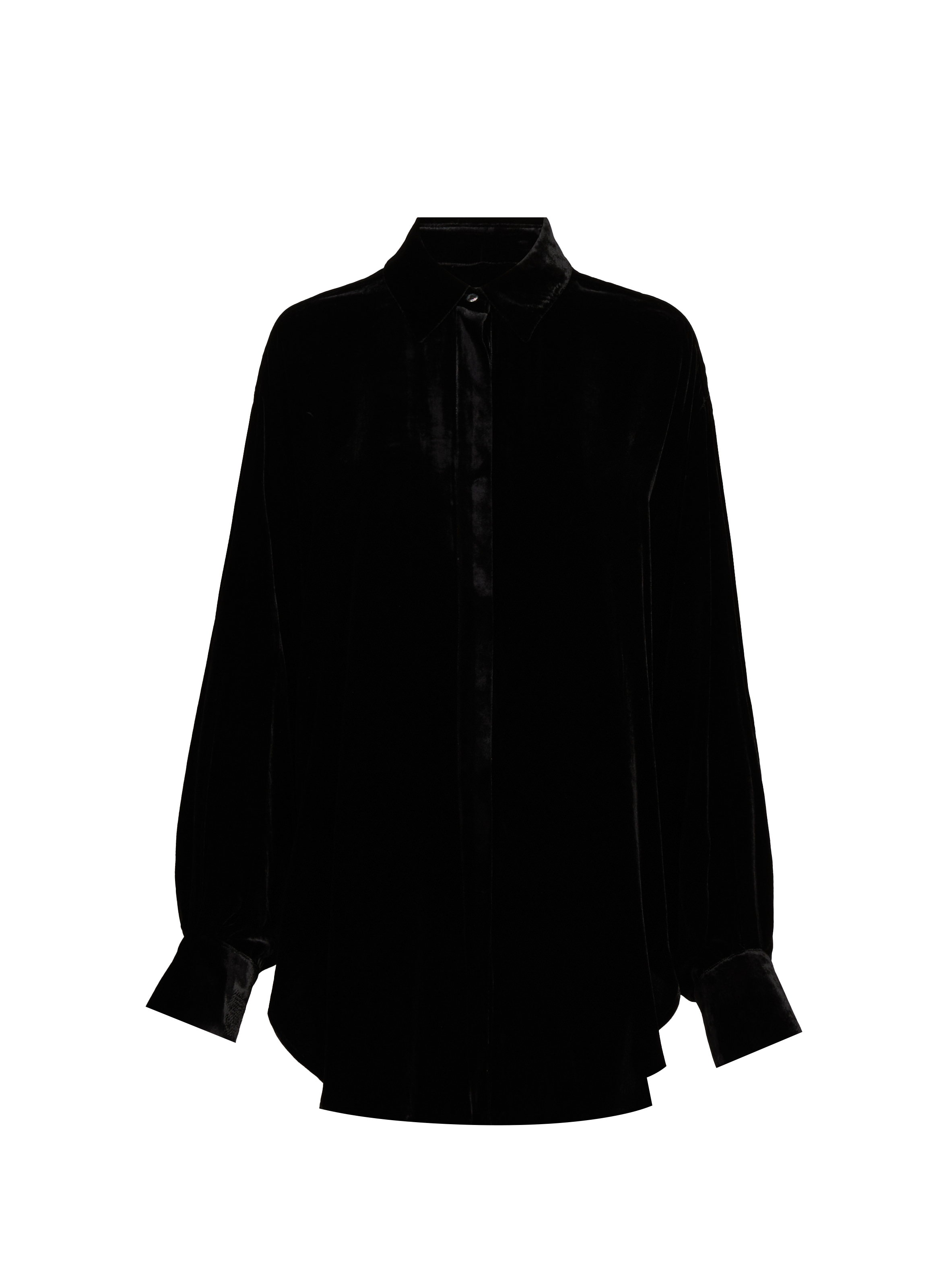 R2W Chemise velours col classique Noir