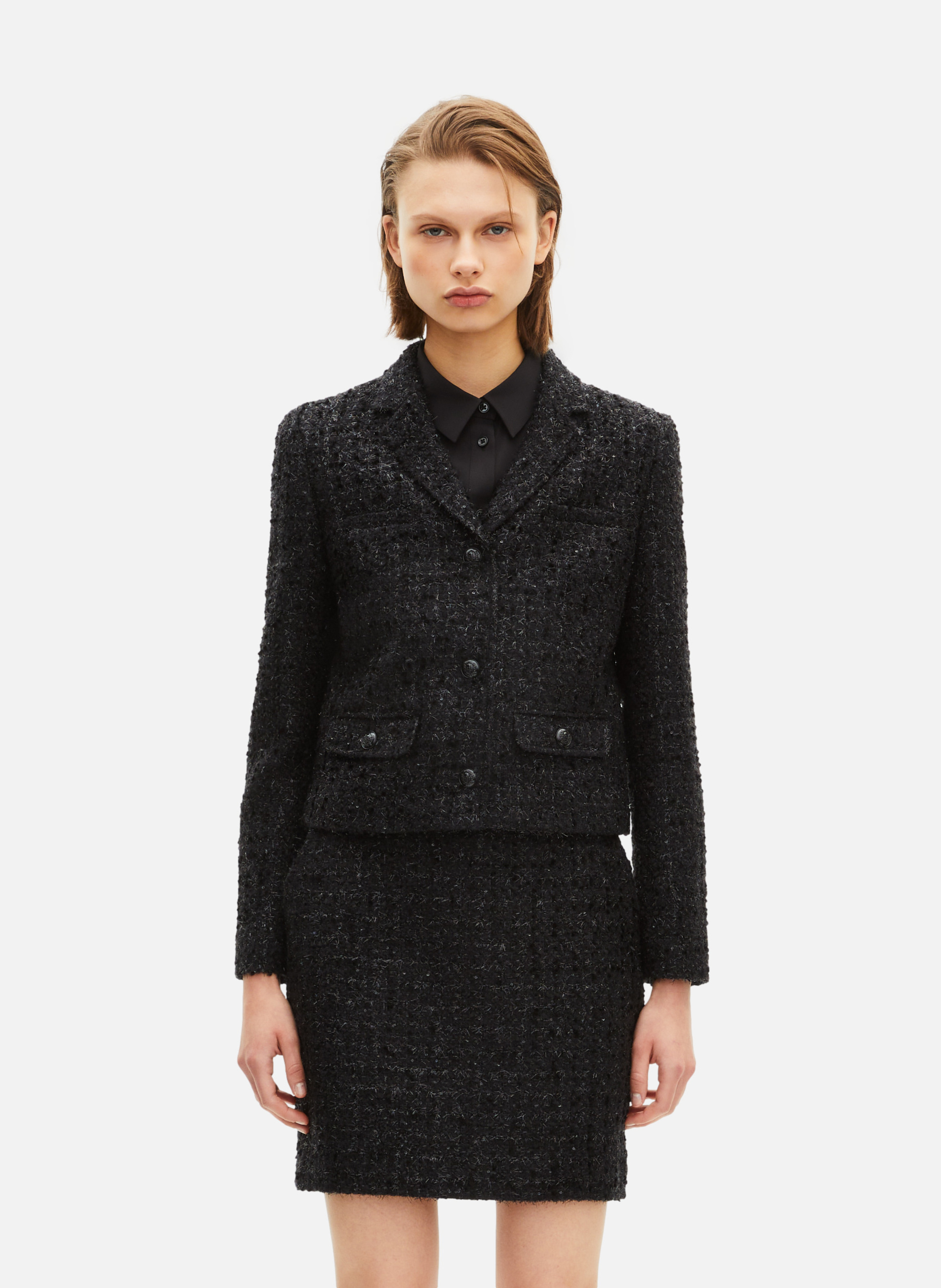 Veste courte en tweed brillant THE KOOPLES Noir