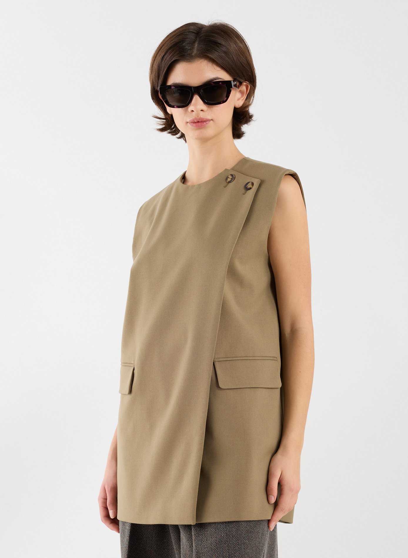 ADOLFO DOMINGUEZ sleeveless straight vest Green