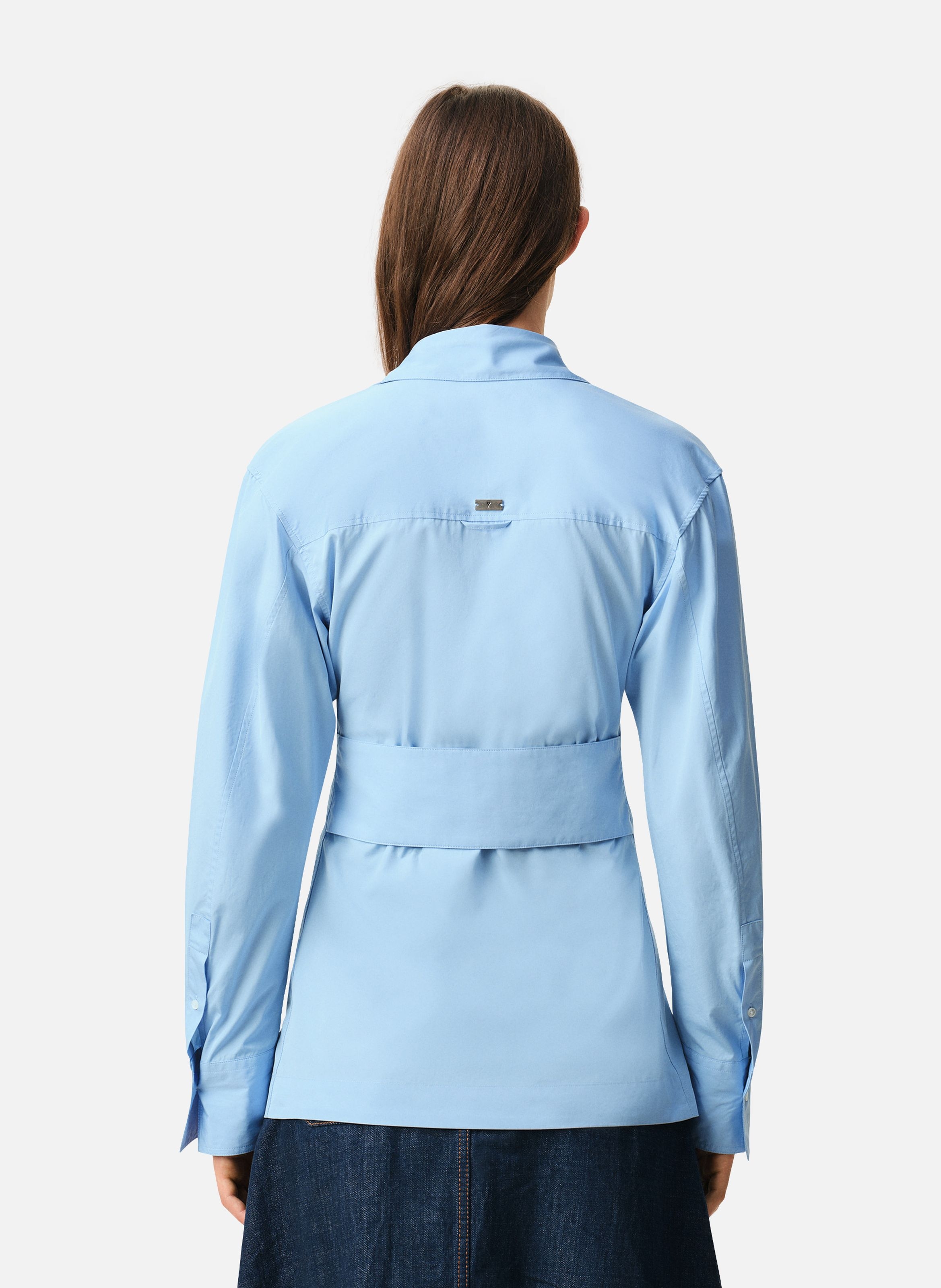 Chemise cintrée col en pointe en coton AMI PARIS Bleu