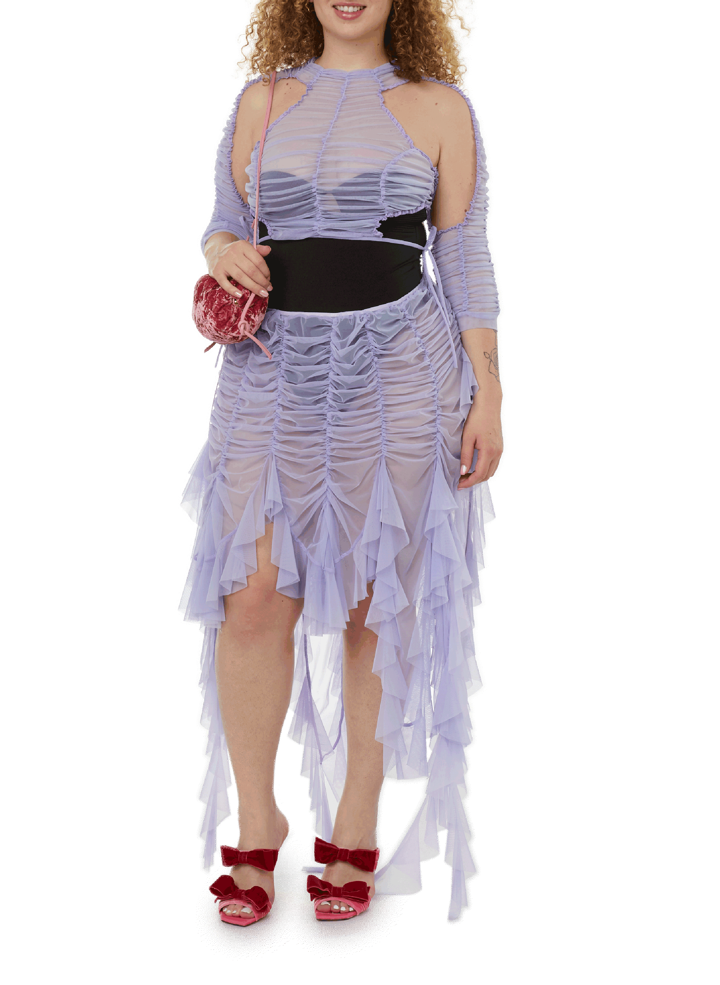 Sac à main Mini Cloud Clutch en velours MANSUR GAVRIEL Rose