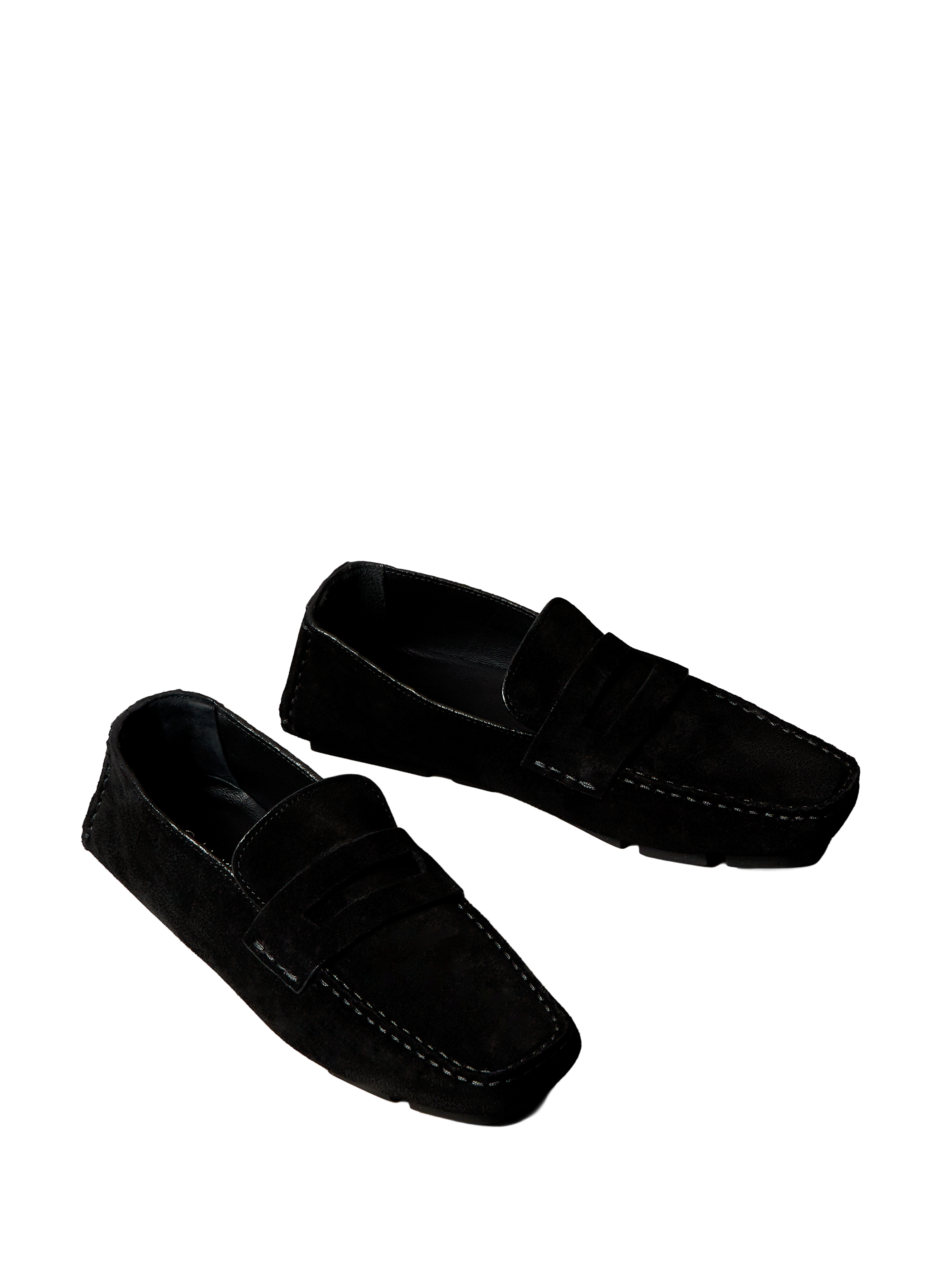 Moccasins with serrated sole in suede leather CALVIN KLEIN Black