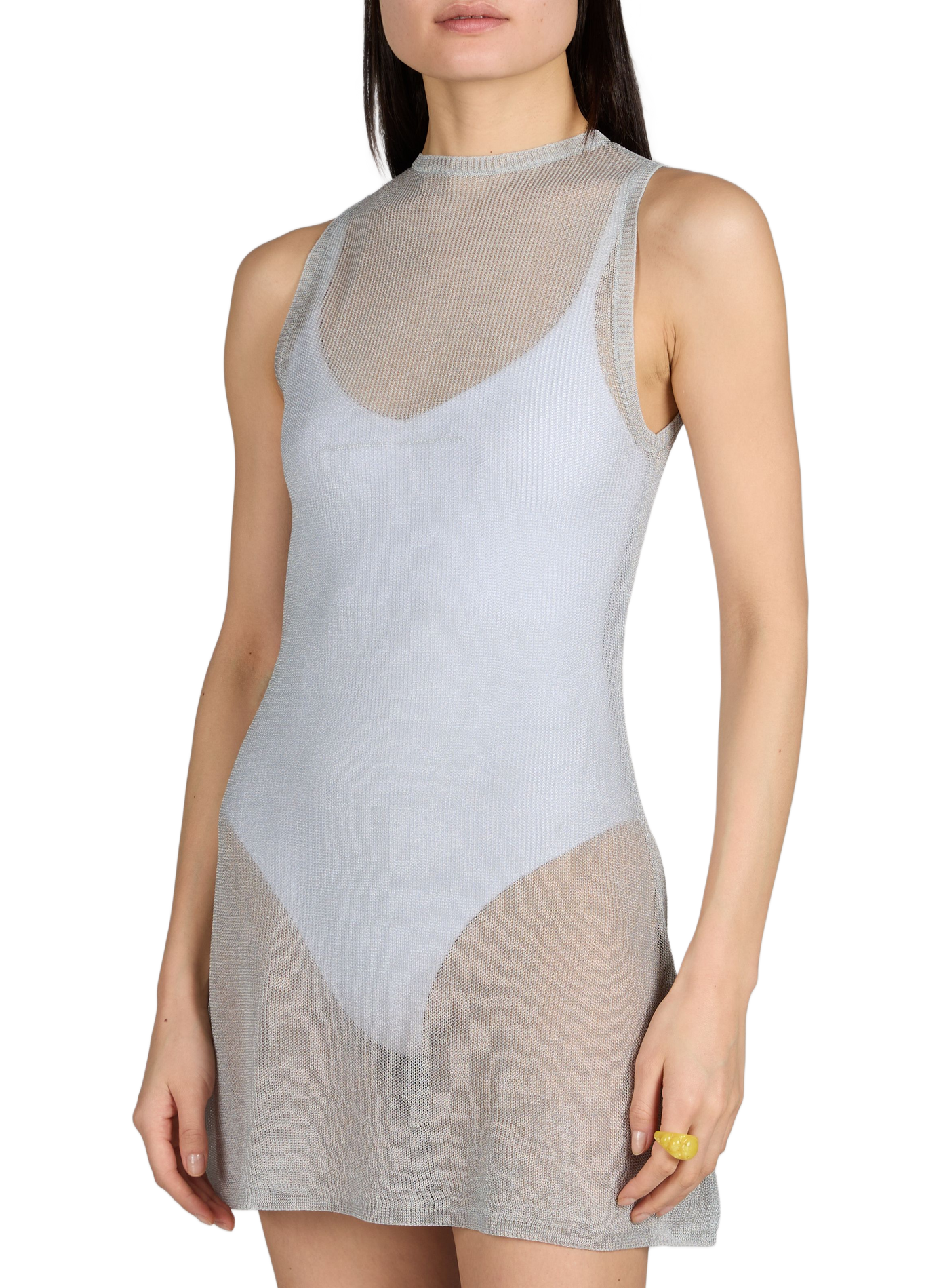 Mini beach dress with round neckline BOND EYE Silver