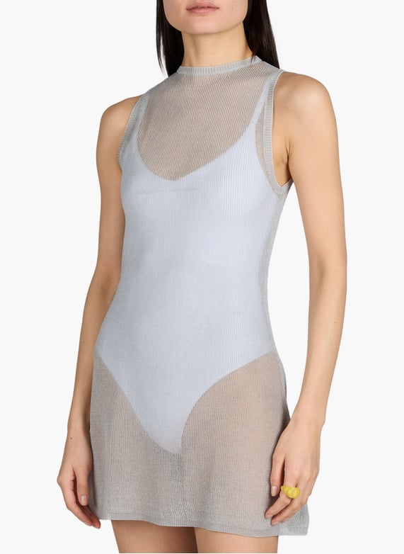 Mini beach dress with round neckline Silver Bond eye - Women | Printemps.com Mini beach dress with round neckline Silver Bond eye - Women | Printemps.com