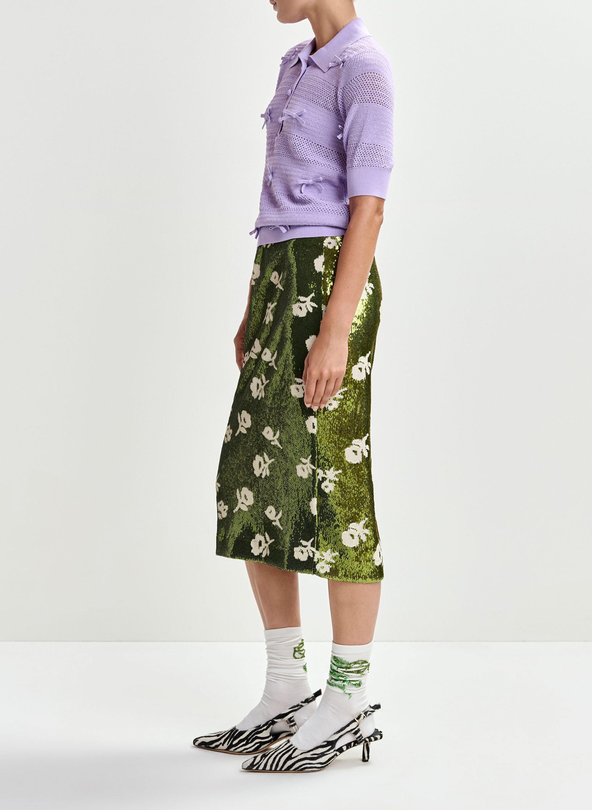 Jupe midi à sequins jorinda ESSENTIEL ANTWERP Vert