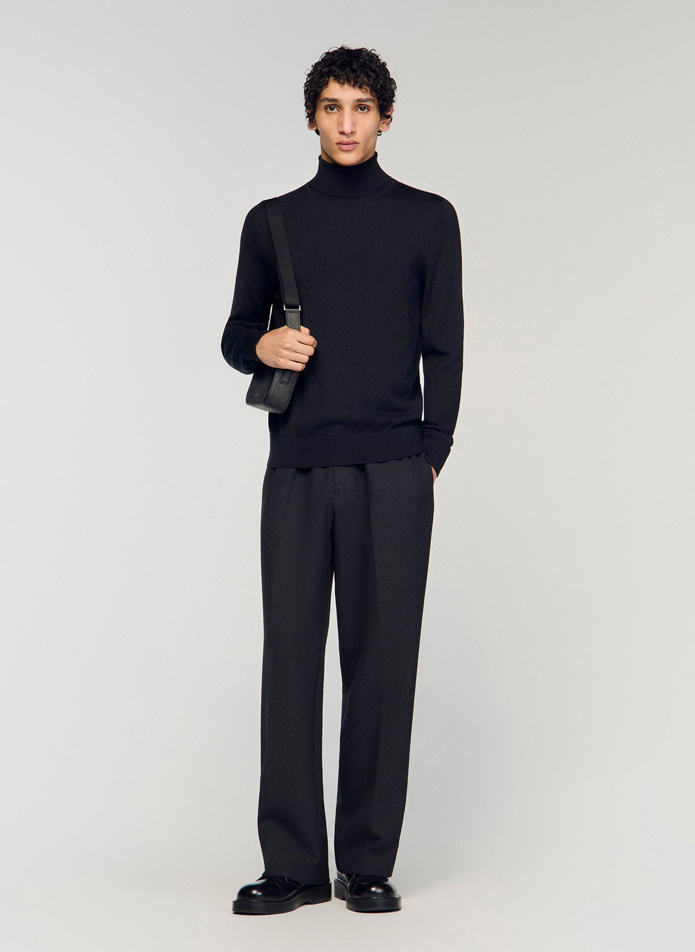 Col roulé regular-fit en laine SANDRO Noir