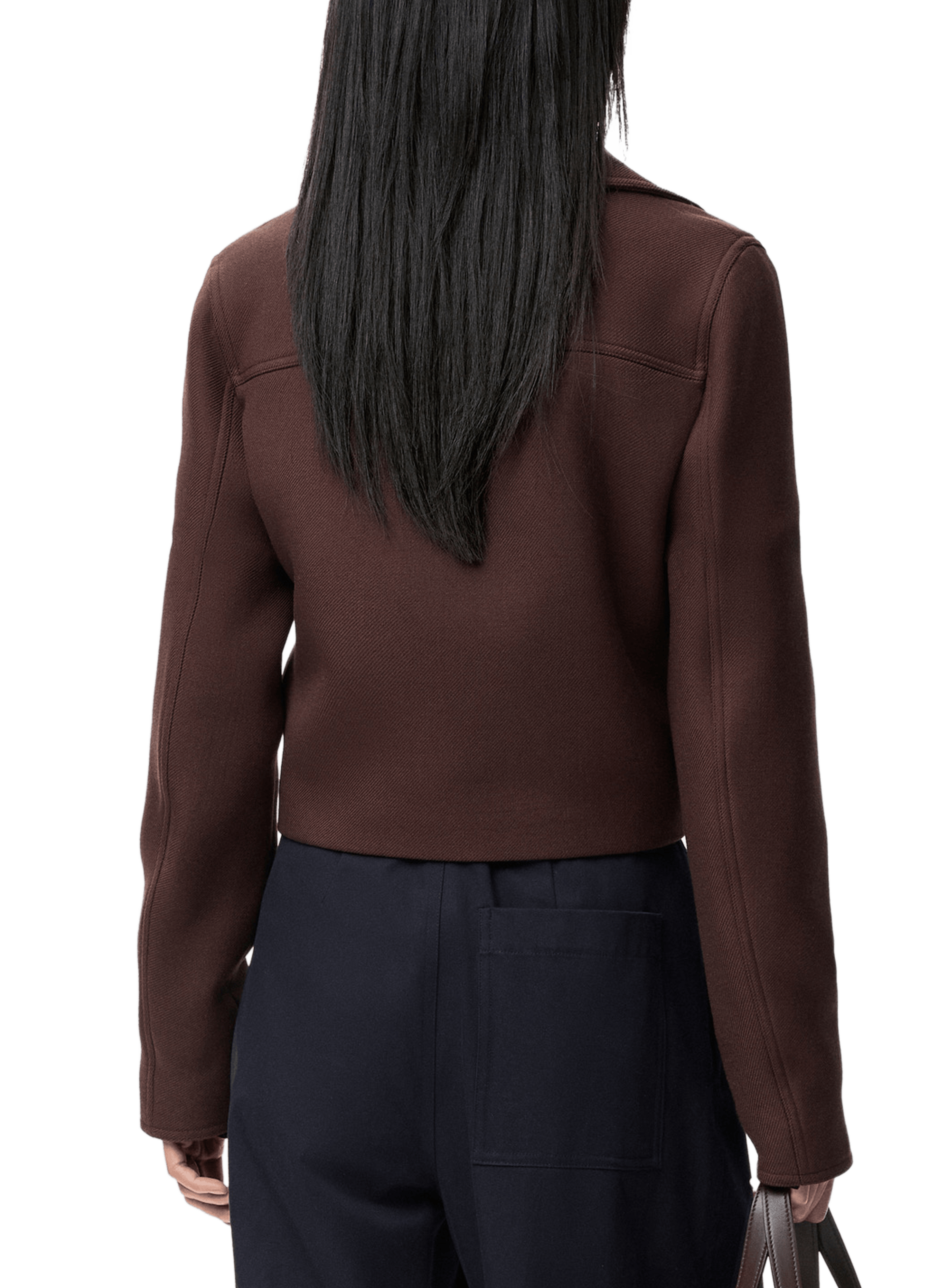 Veste courte droite en laine LOEWE Marron