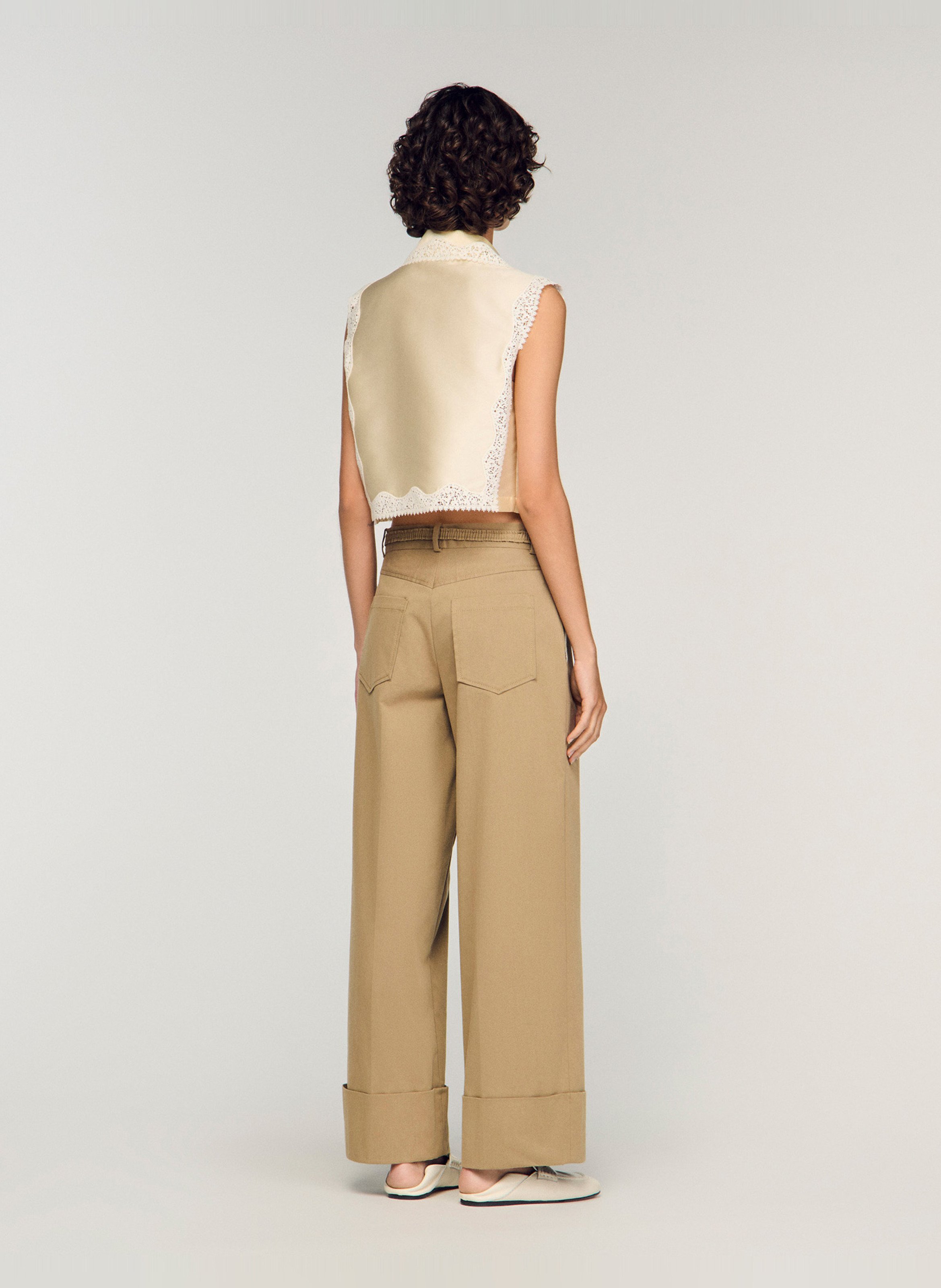 Chemise droite col classique satinée SANDRO Beige